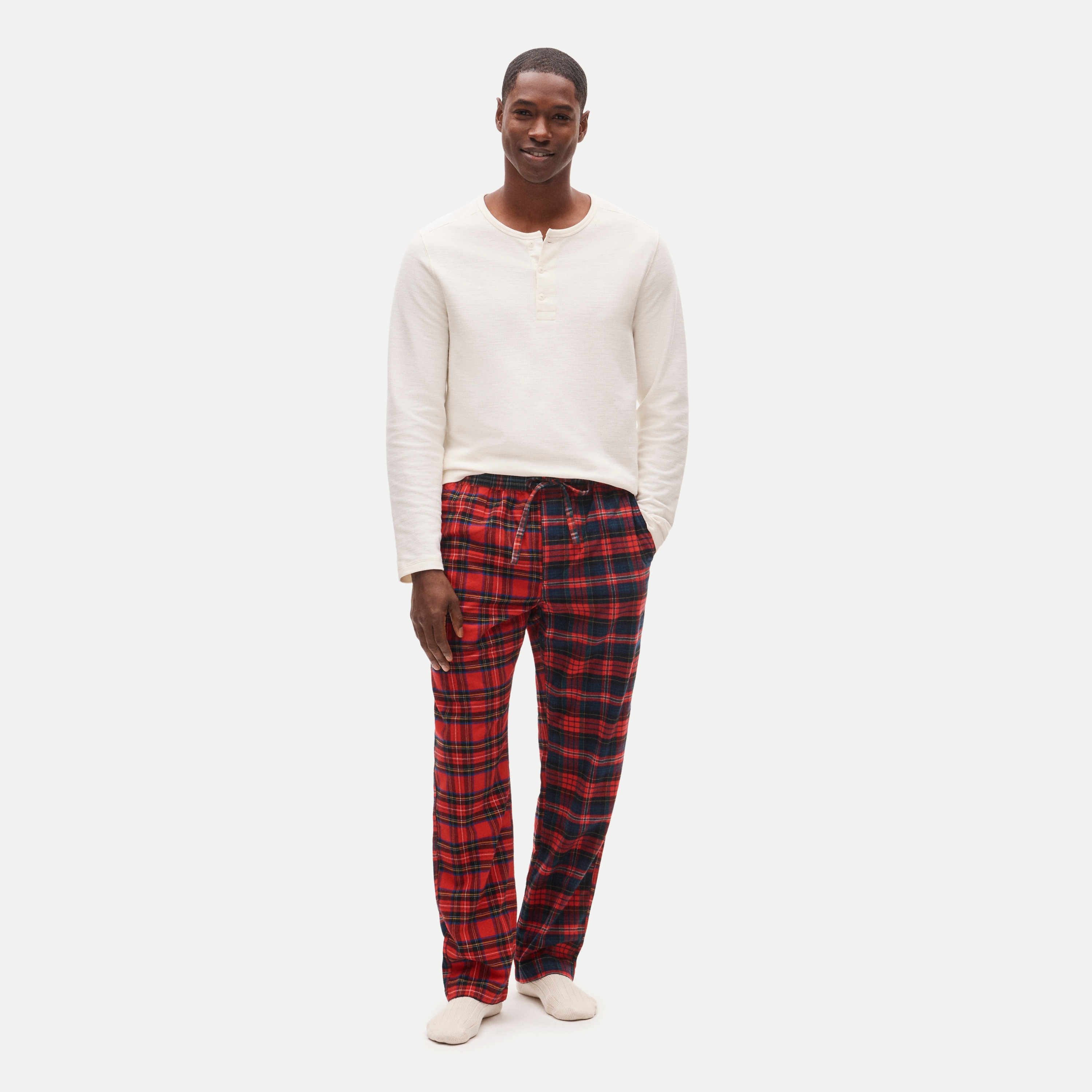 Flannel pajama pant in mixed tartan