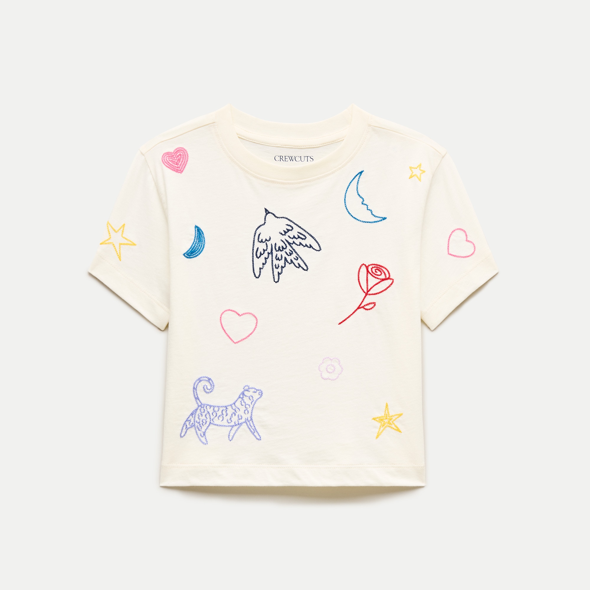 Girls' everyday T-shirt with embroidery