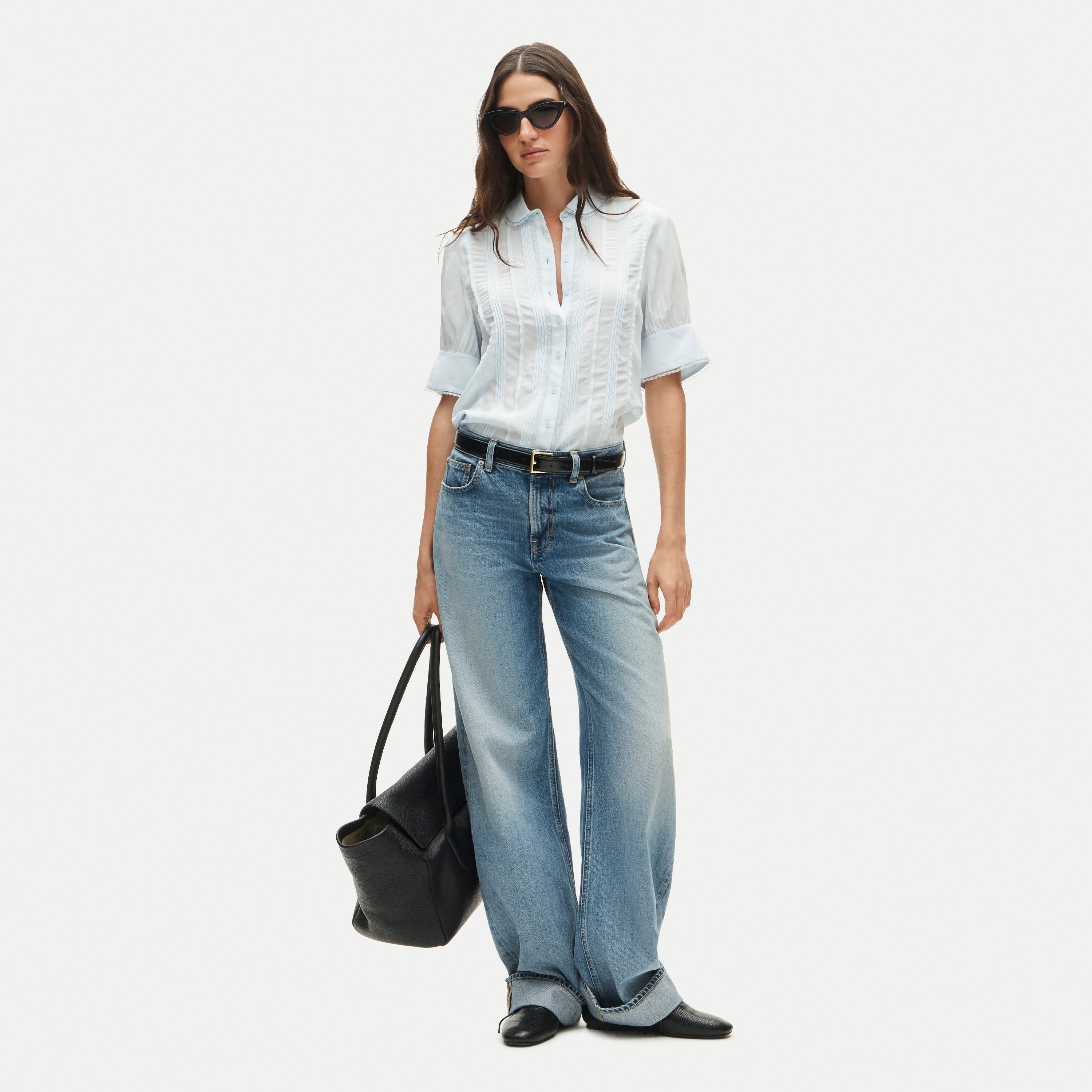Collared Satin-back Crepe Popover Top For Women | J.Crew
