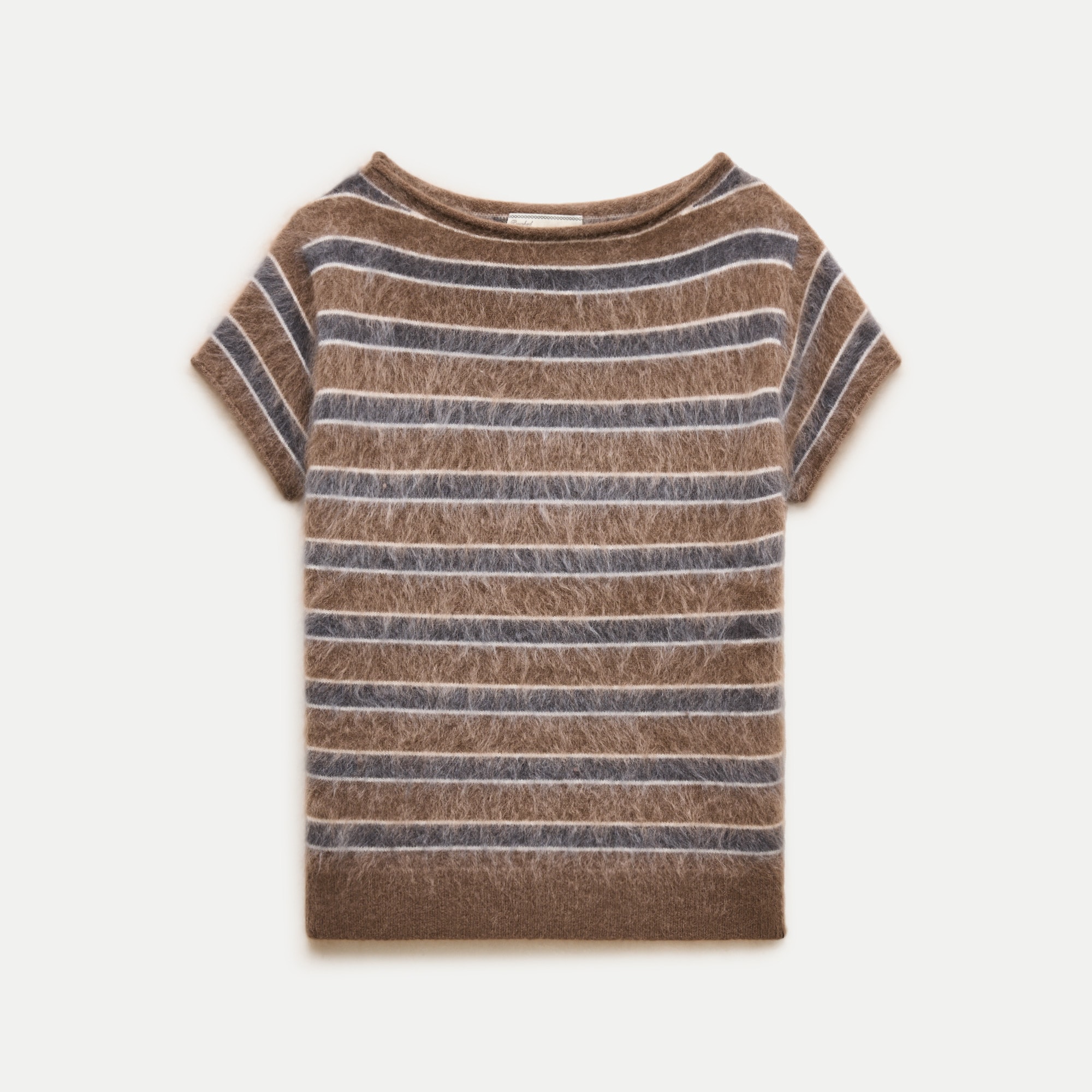 Brushed cashmere boatneck sweater in stripe