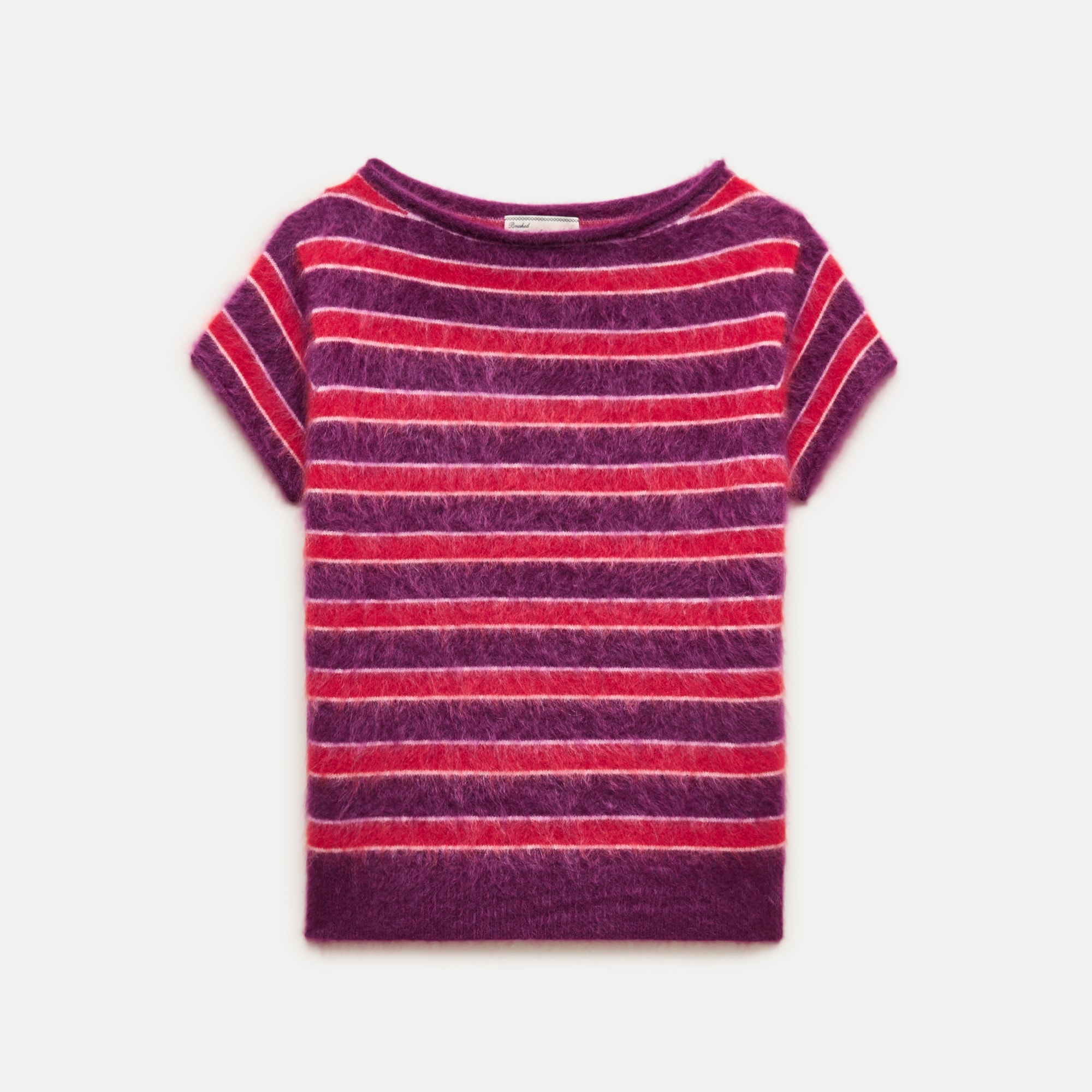 Brushed cashmere boatneck sweater in stripe