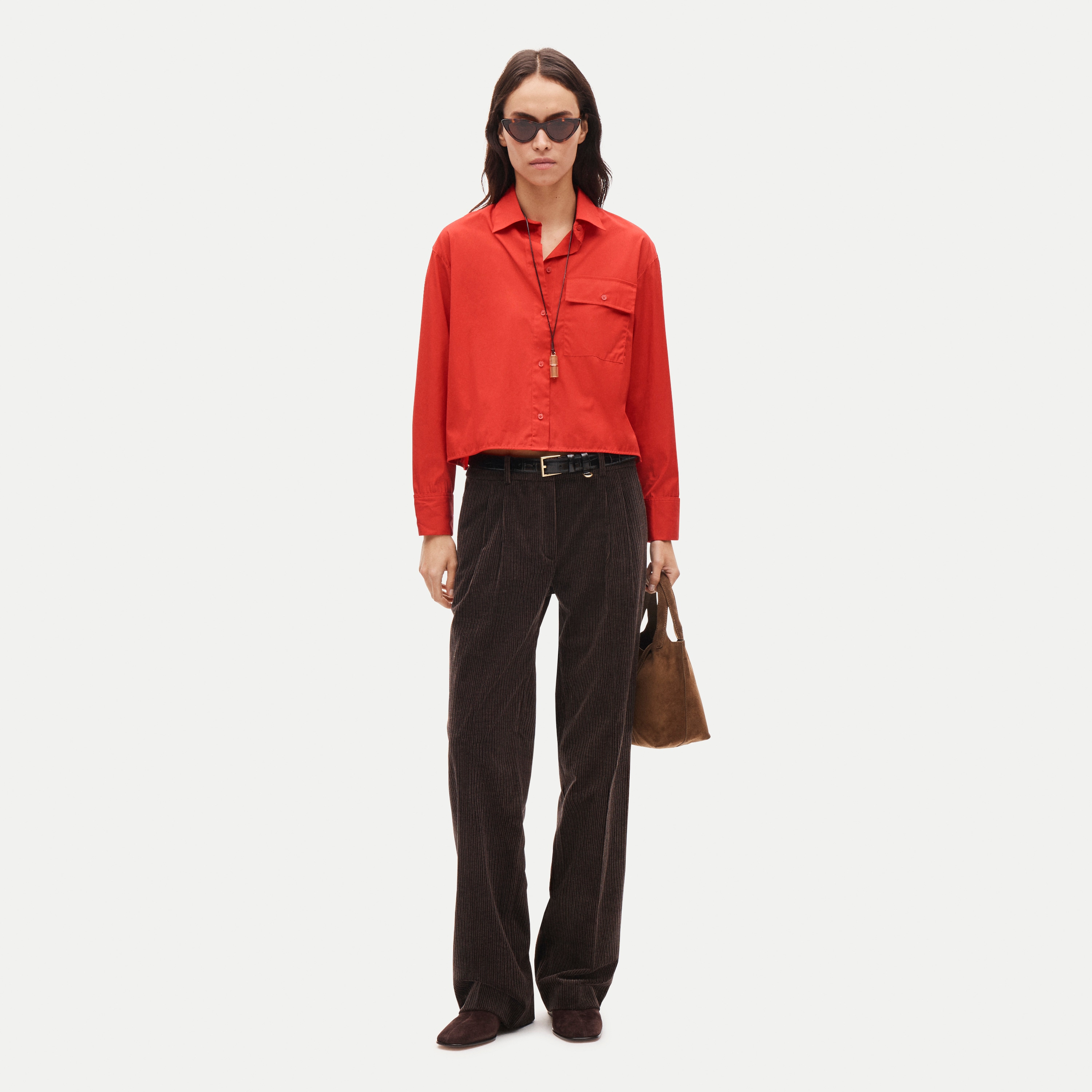 Esme cropped button-up shirt in Greenwich poplin