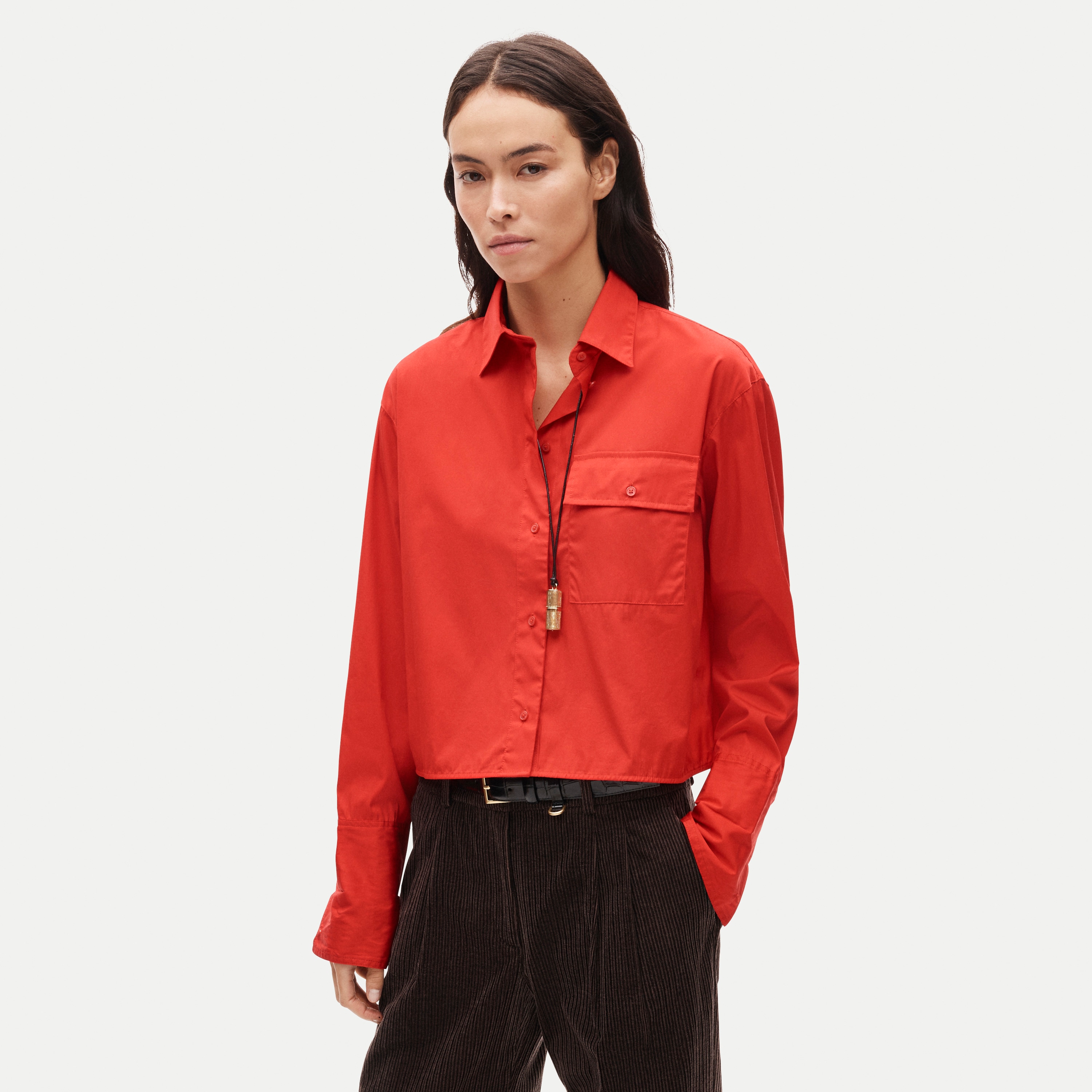 Esme cropped button-up shirt in Greenwich poplin