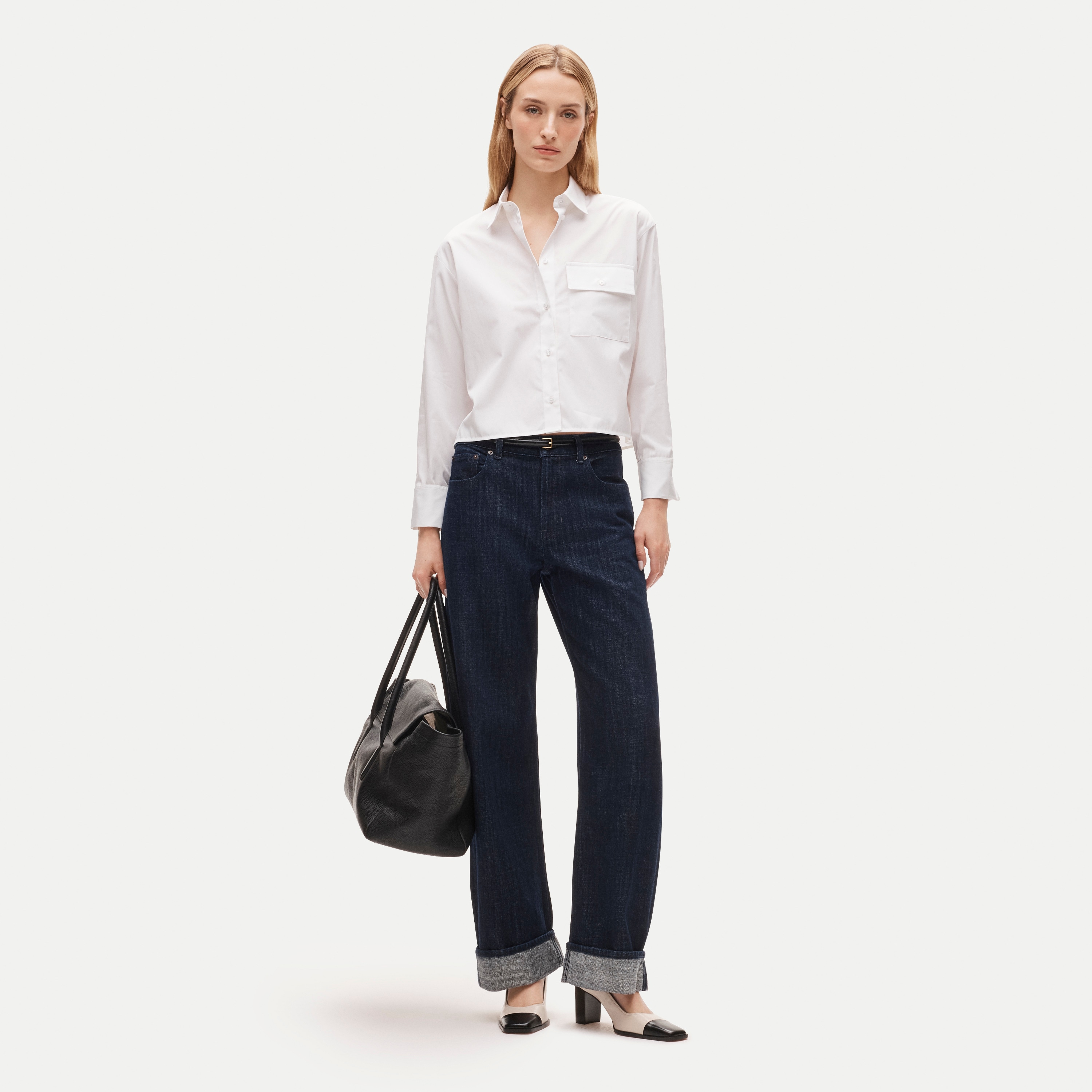 Esme cropped button-up shirt in Greenwich poplin