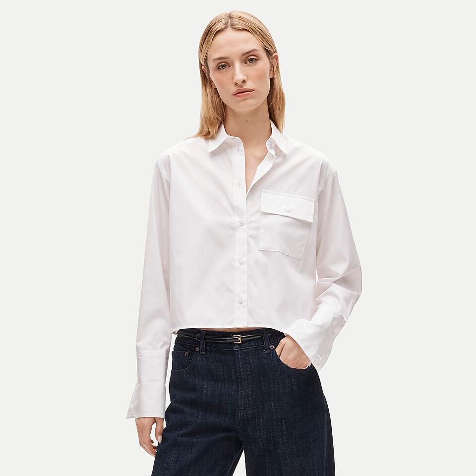 Esme cropped button-up shirt in Greenwich poplin by J.Crew