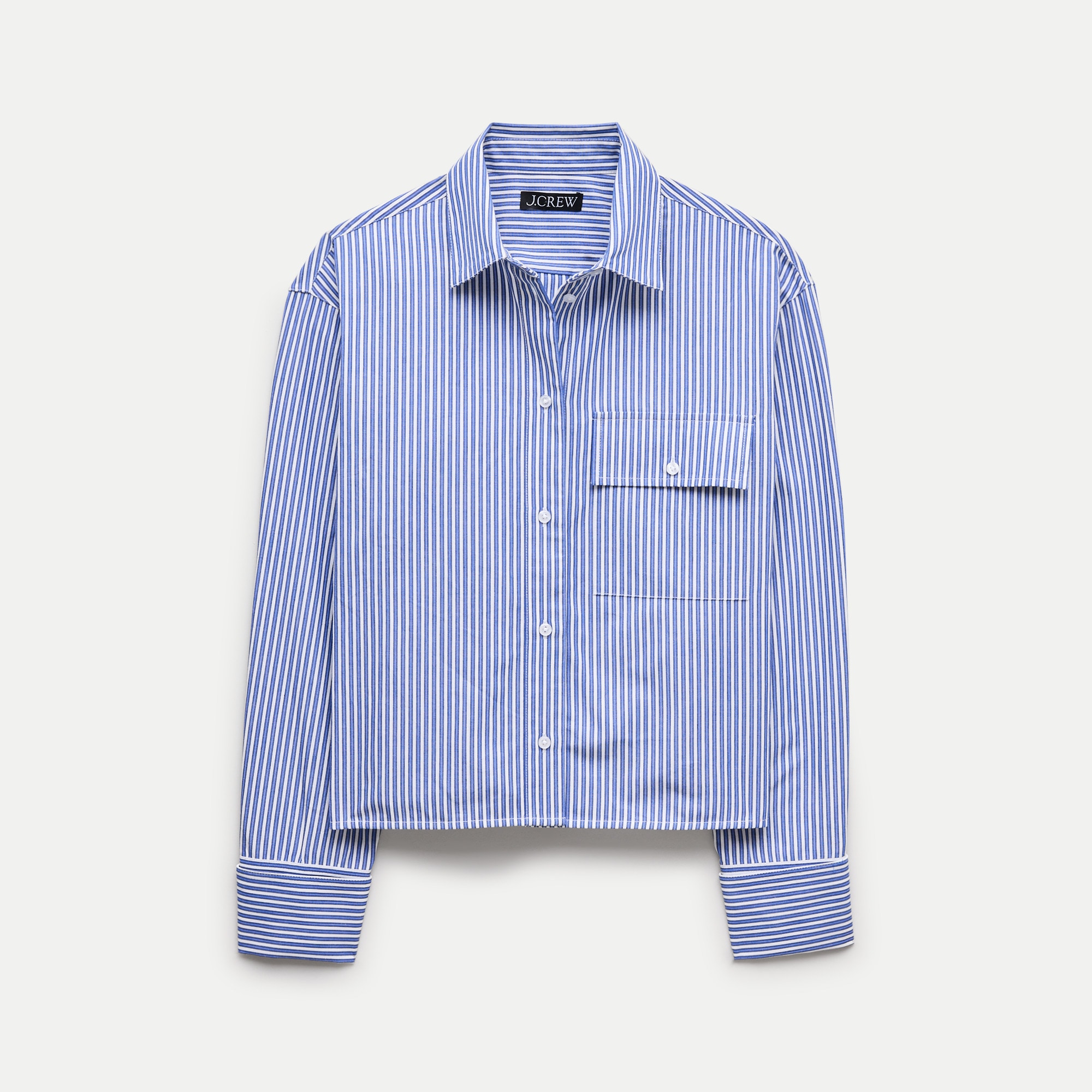 Esme cropped button-up shirt in striped cotton poplin