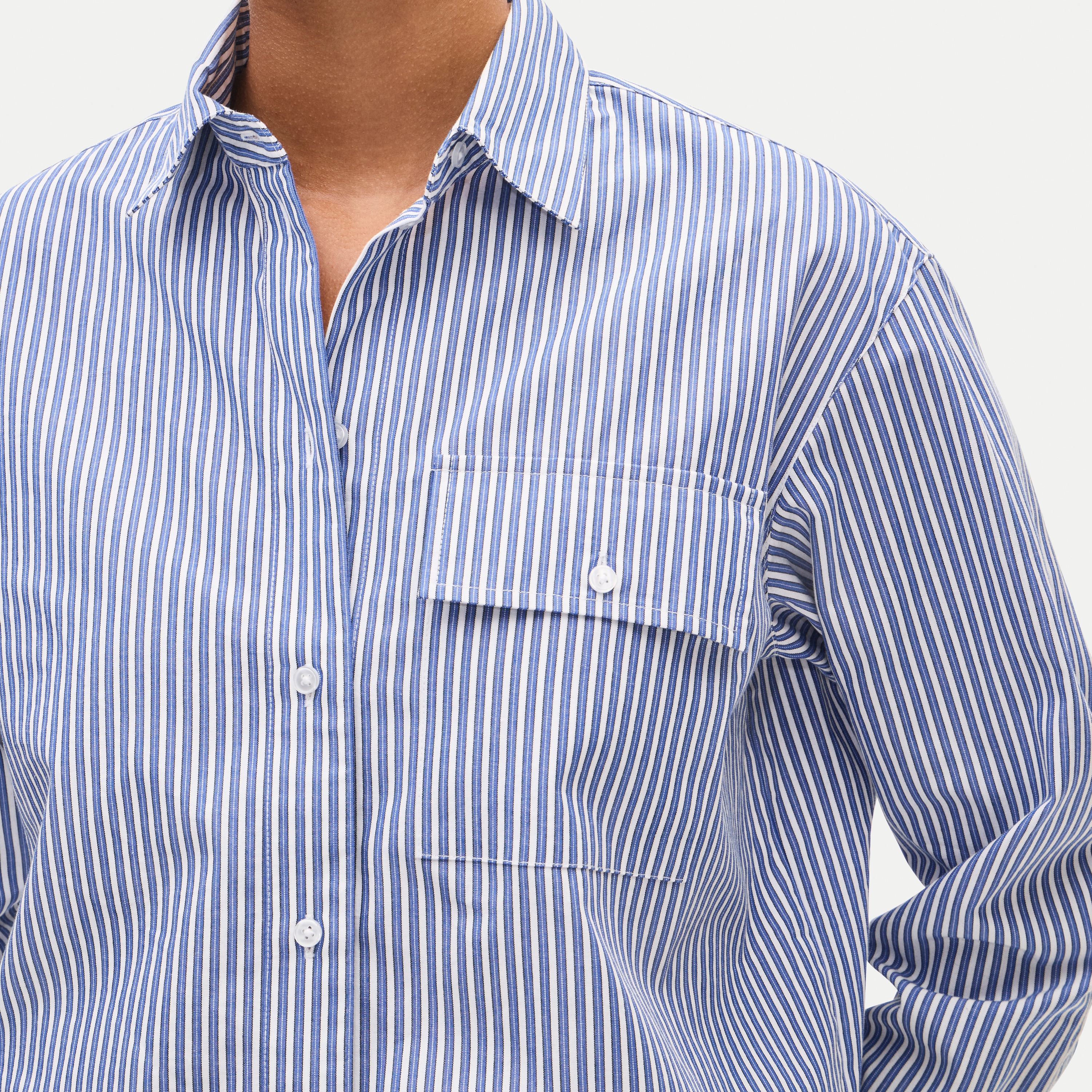 Esme cropped button-up shirt in striped cotton poplin
