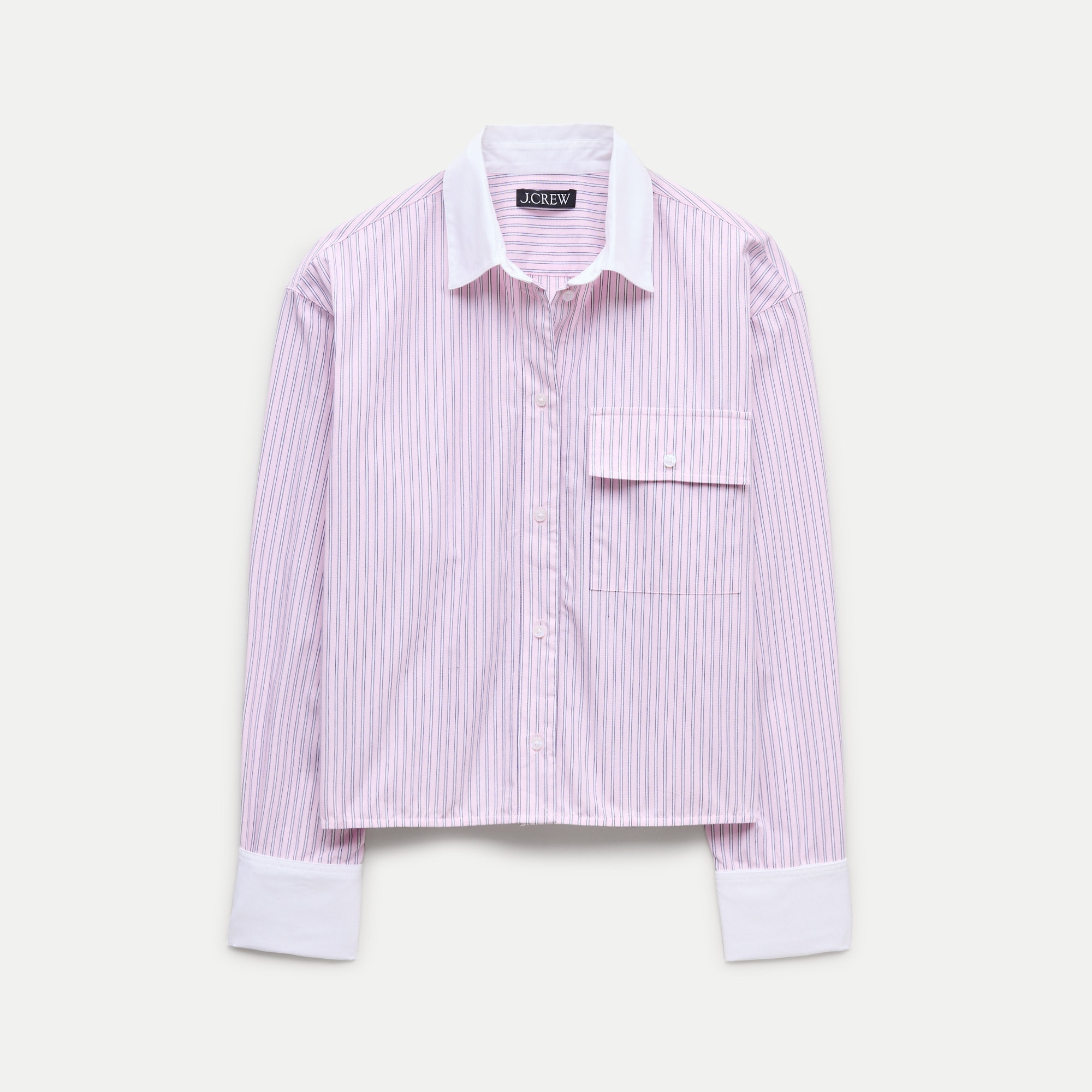 Esme cropped button-up shirt in striped cotton poplin