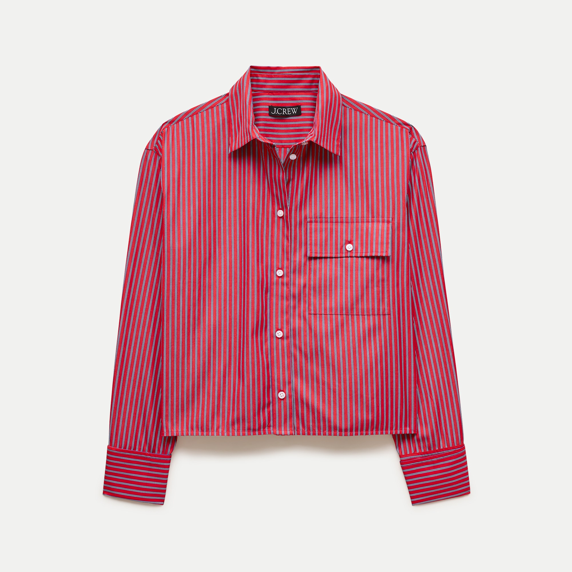 Esme cropped button-up shirt in striped cotton poplin