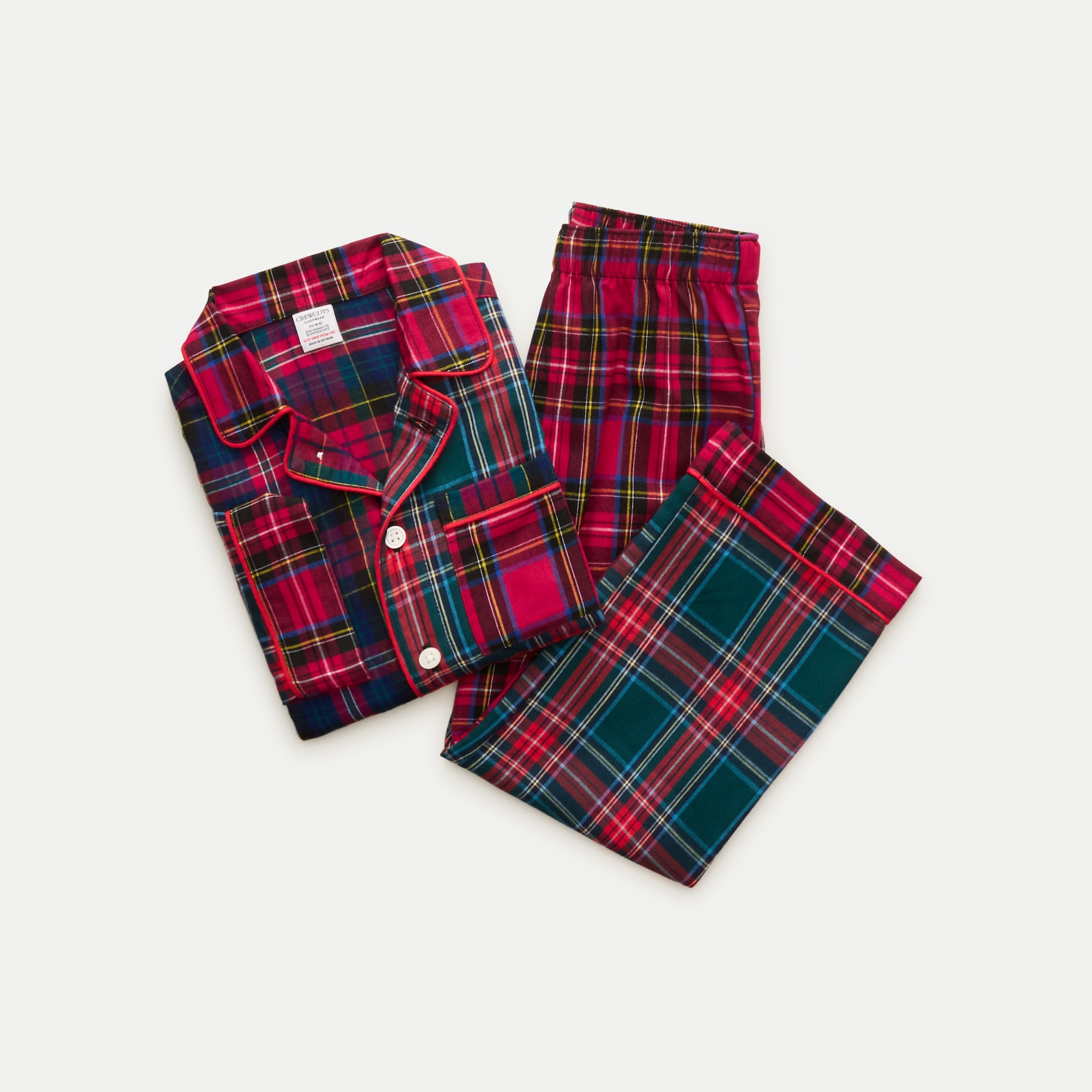 Kids' flannel pajama set in mixed tartan