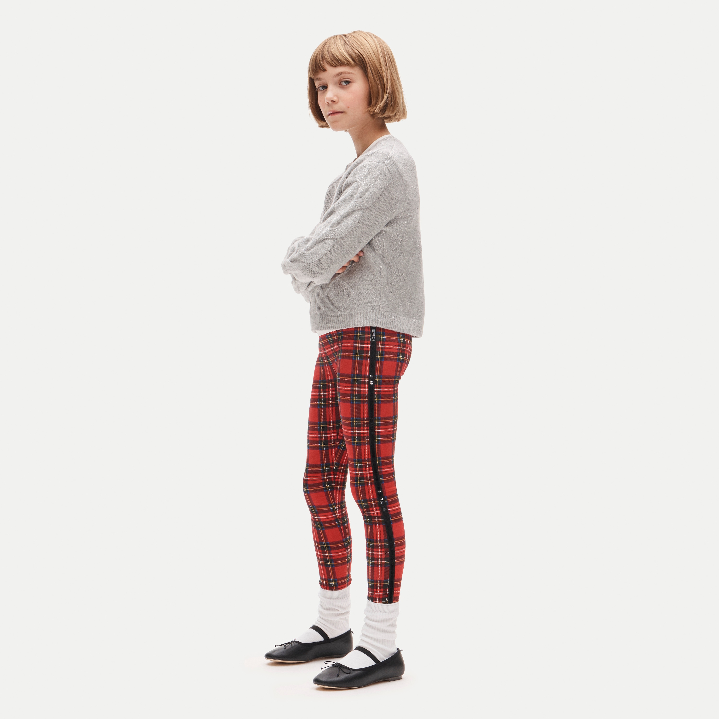 Girls' Everyday leggings with sequin tuxedo stripe