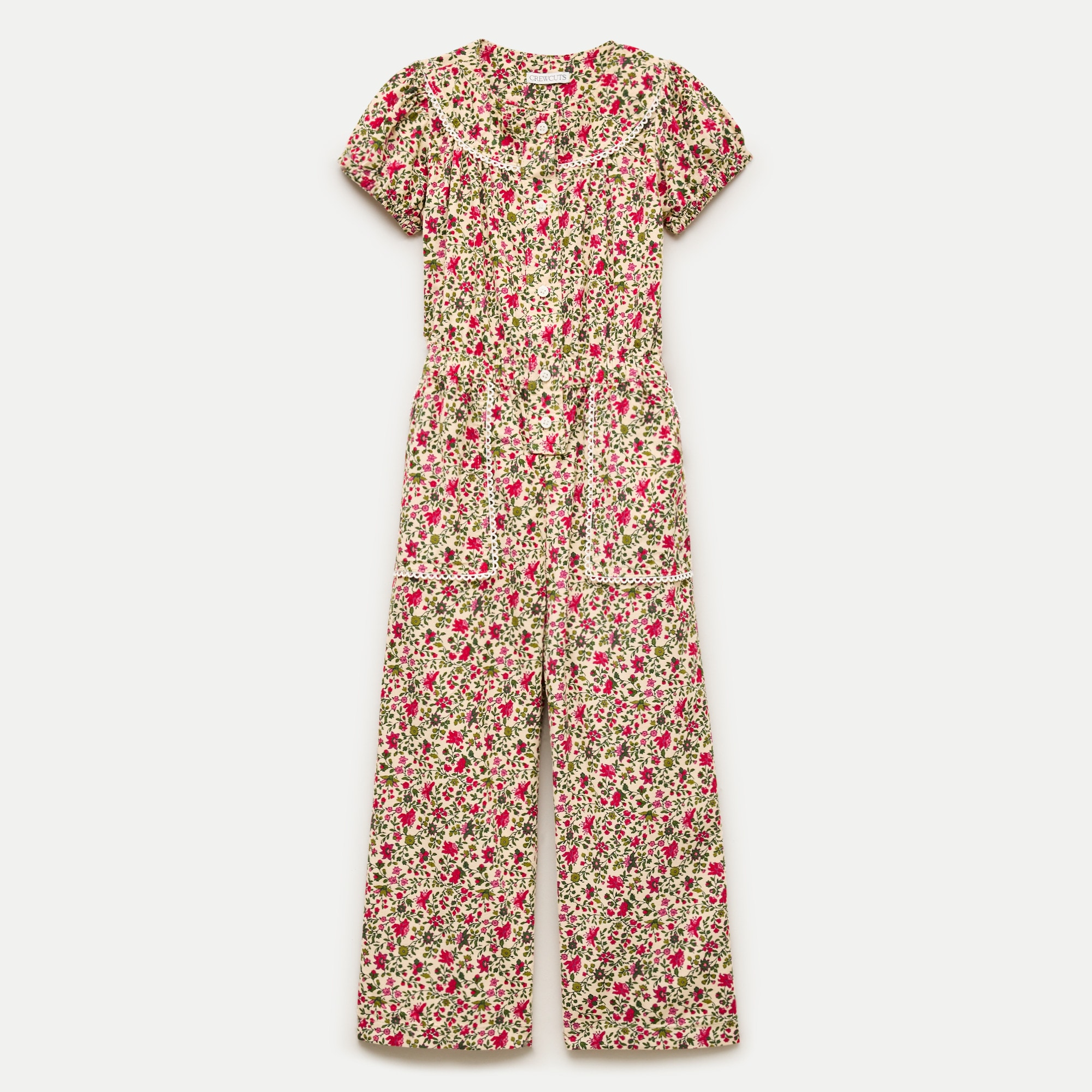 Girls' corduroy jumpsuit in festive floral