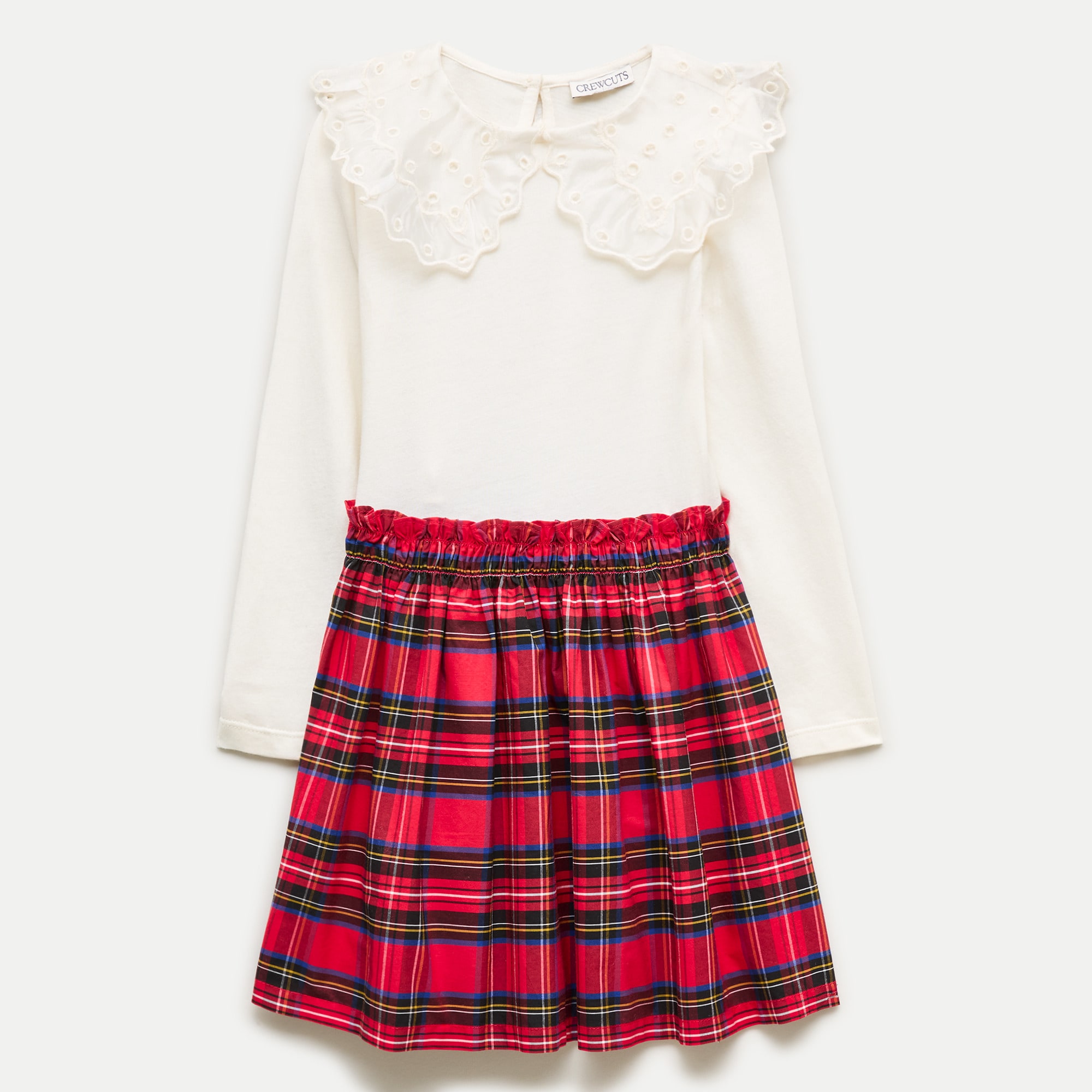 Girls' collared mixy dress in tartan