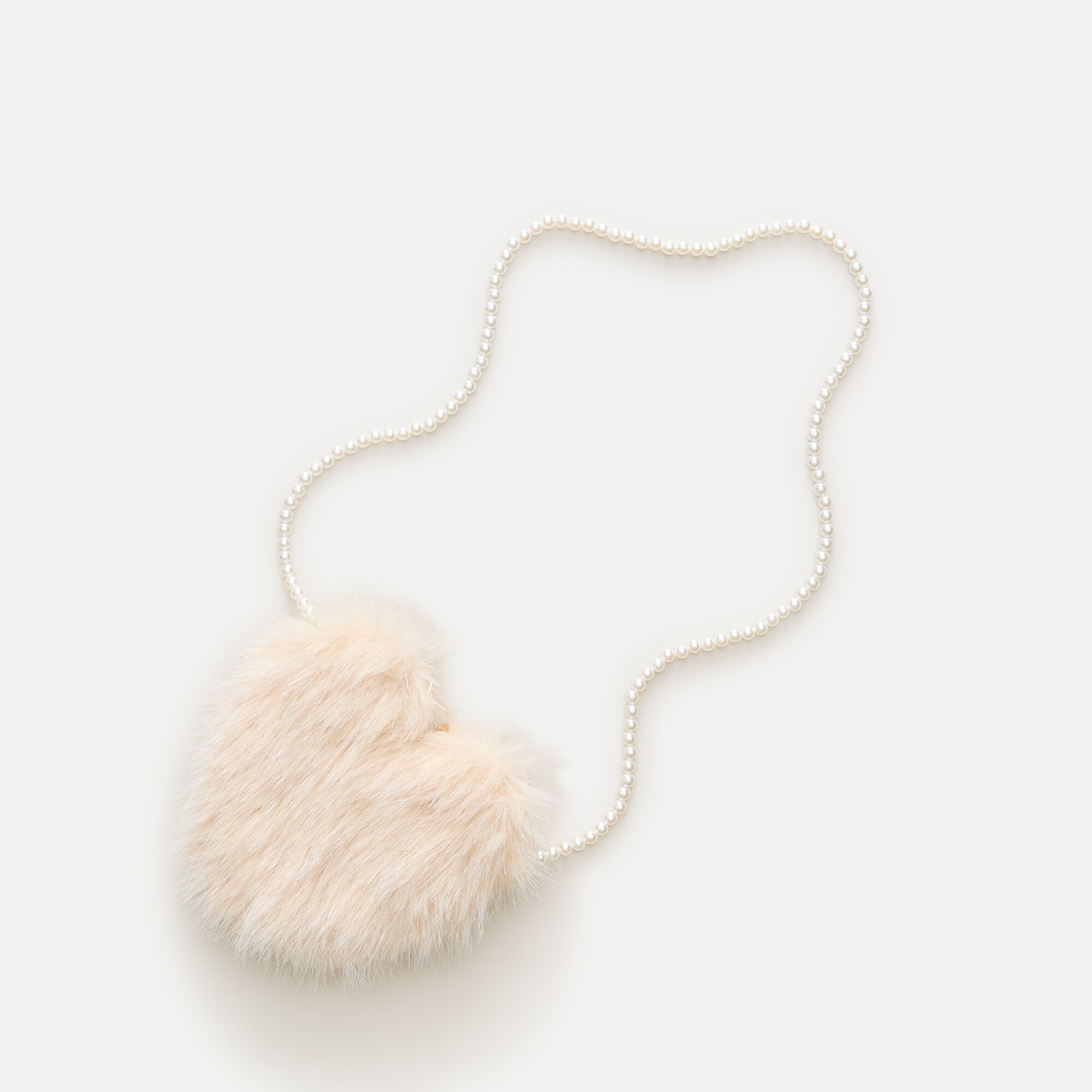 Girls' faux-fur heart purse with Lurex® metallic threads