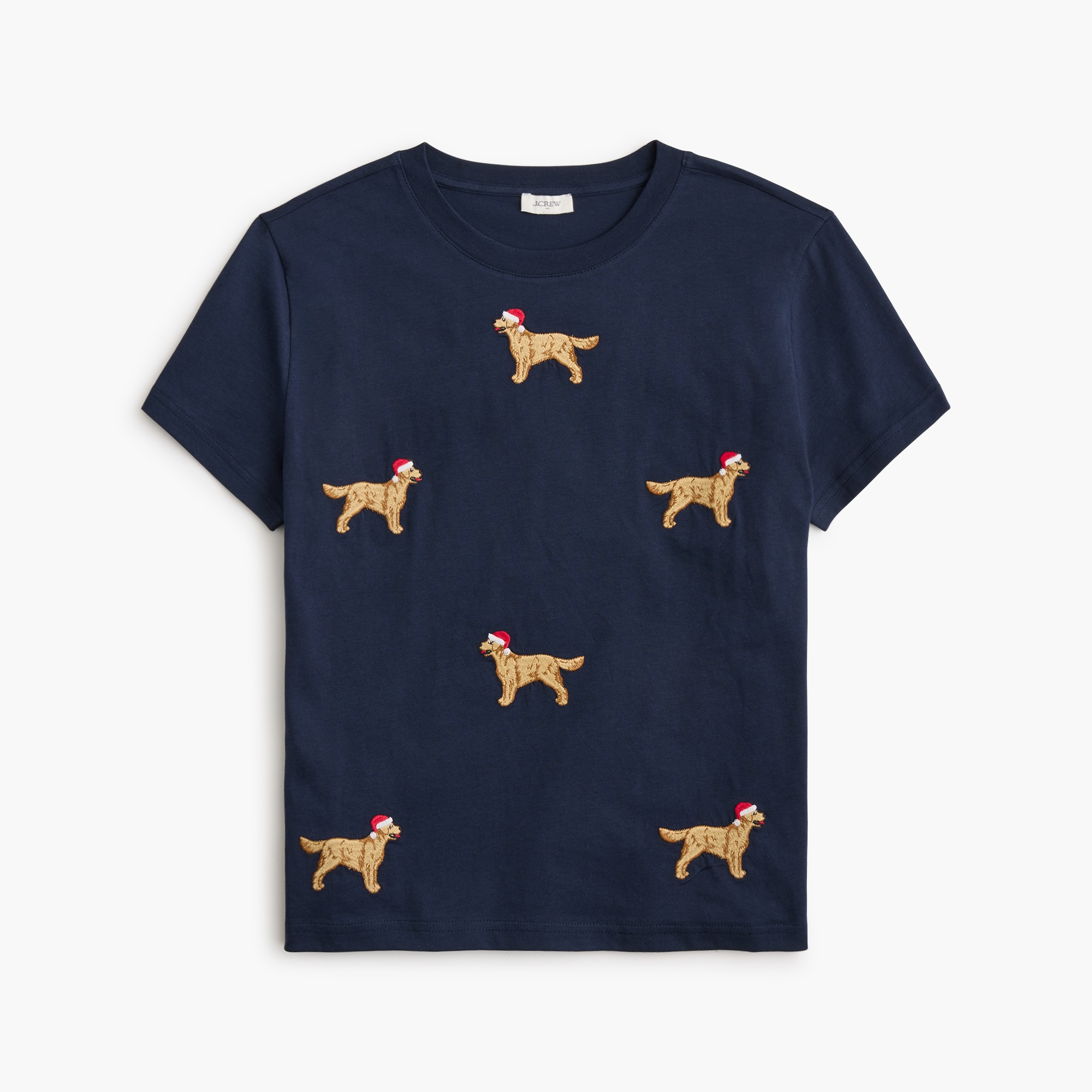 100% cotton embroidered golden retriever dog tee