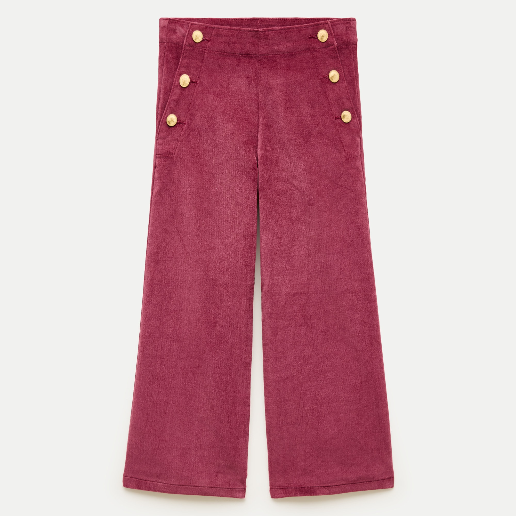 Girls' high-waisted pant in cotton moleskin