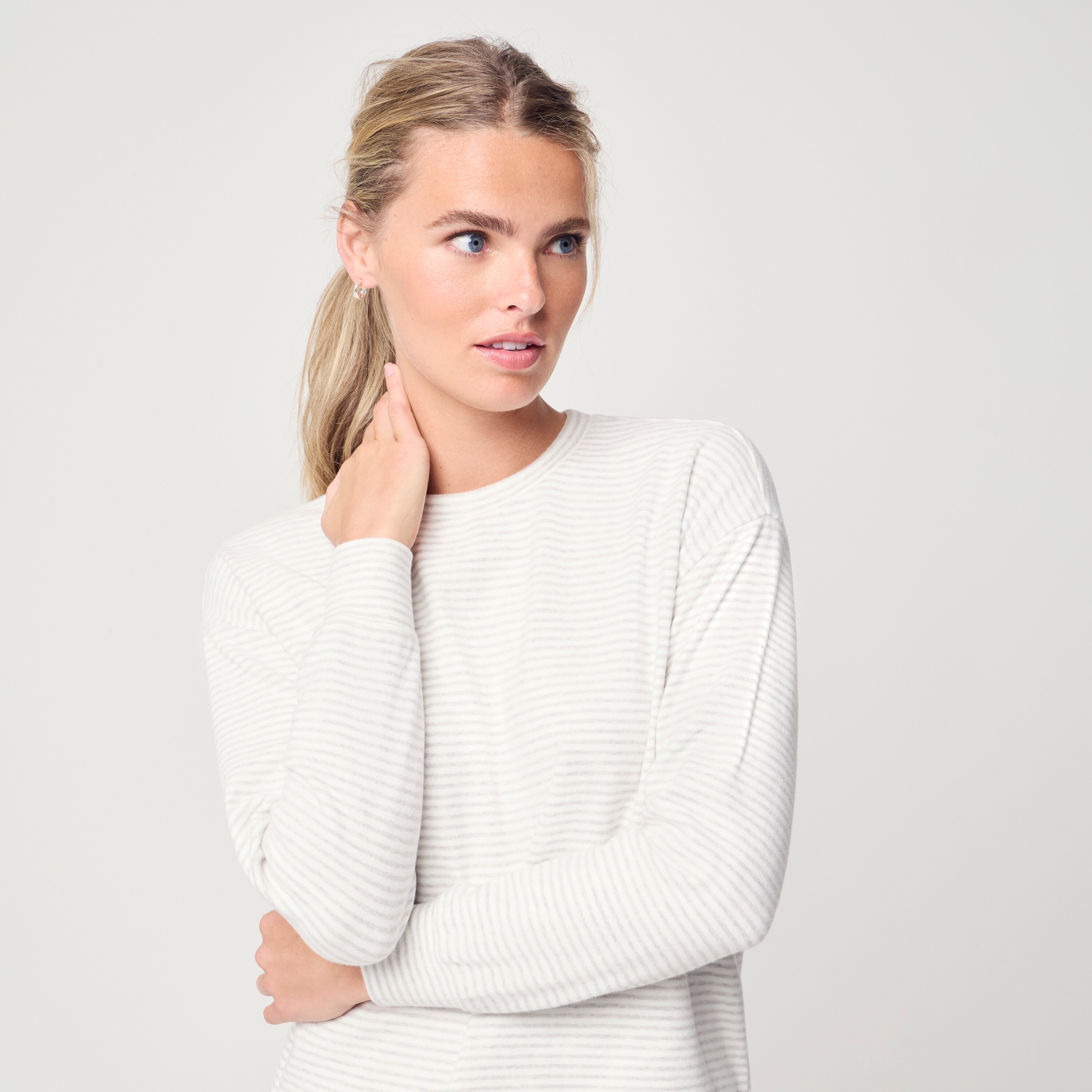 Striped crewnceck tunic in cloudspun yarn