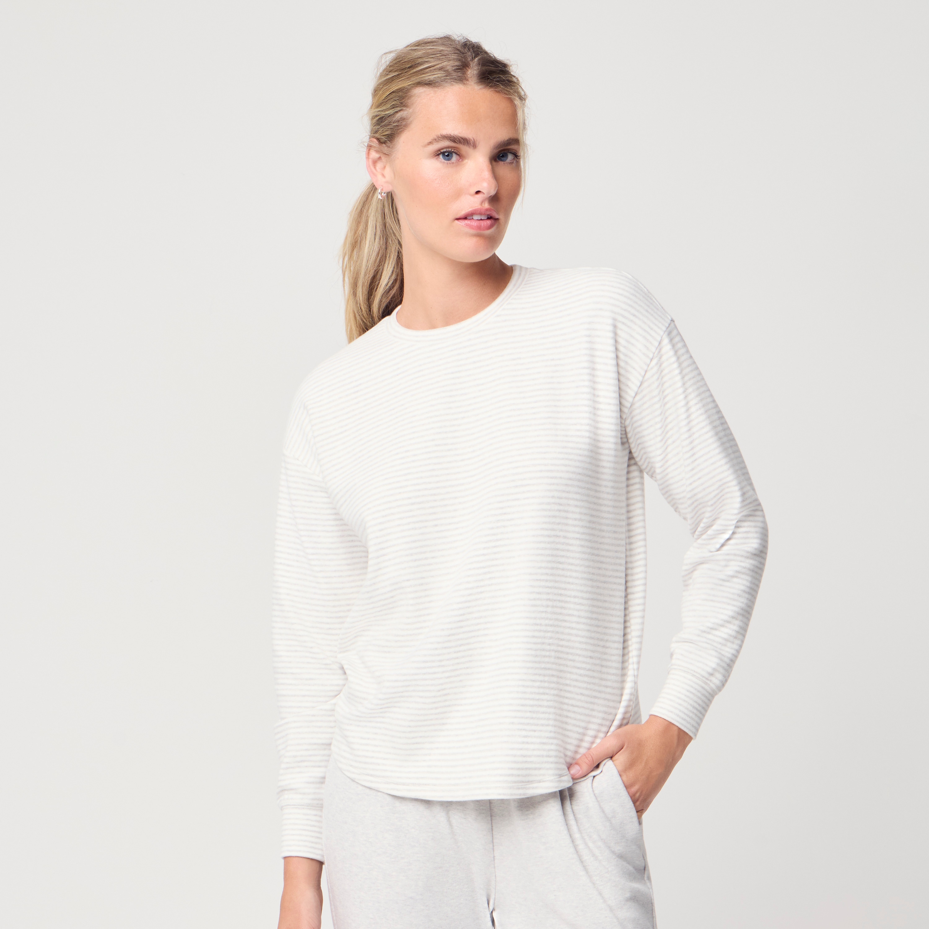 Striped crewnceck tunic in cloudspun yarn