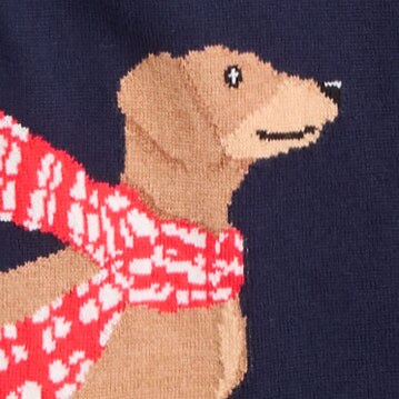 100% cotton dachshund Teddie sweater ANTIQUE NAVY DACHSHUND
