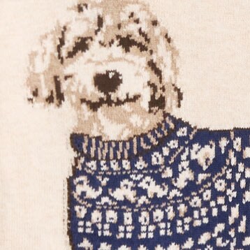 100% cotton dachshund Teddie sweater HTHR OATMEAL DOODLE