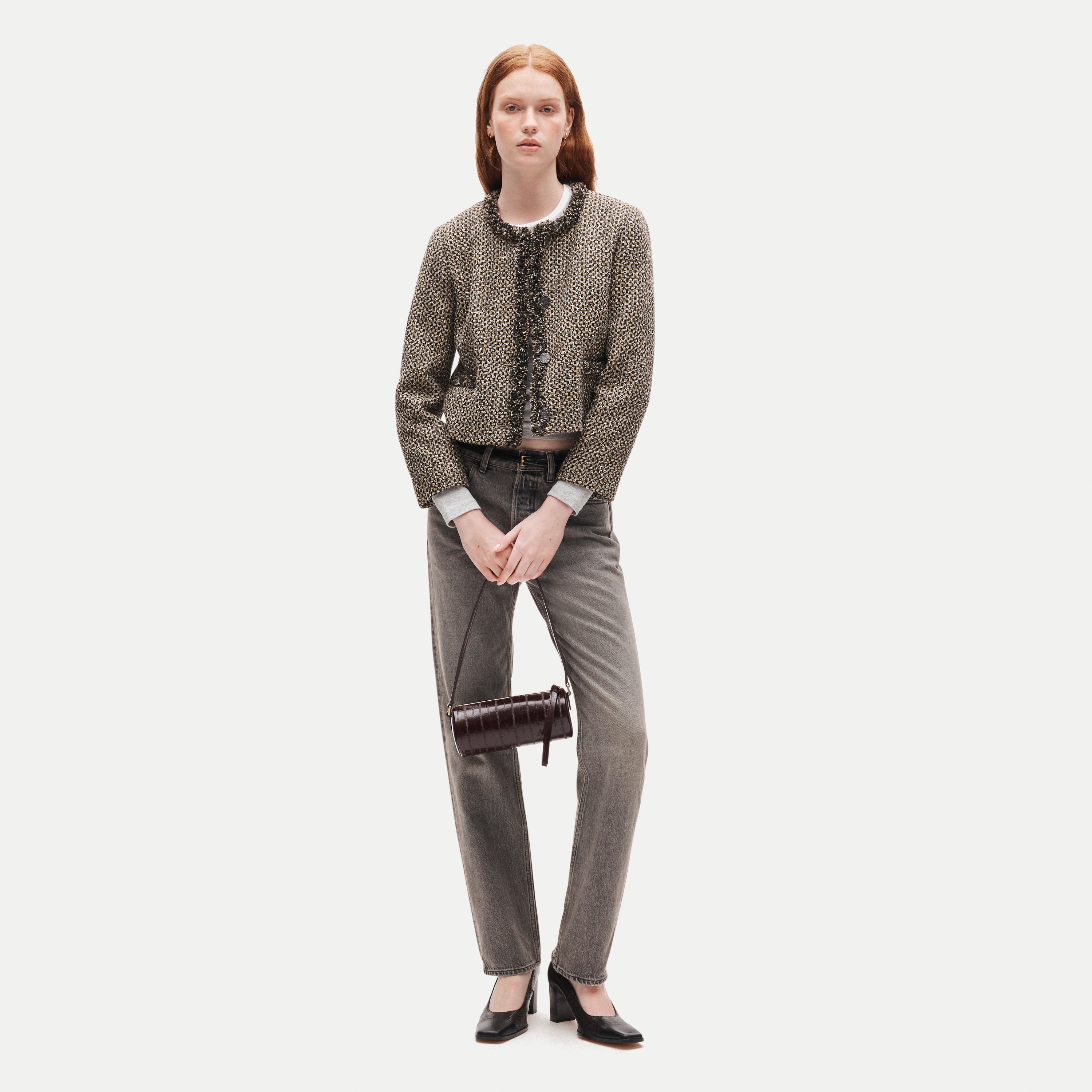 Lady jacket in textured Italian tweed