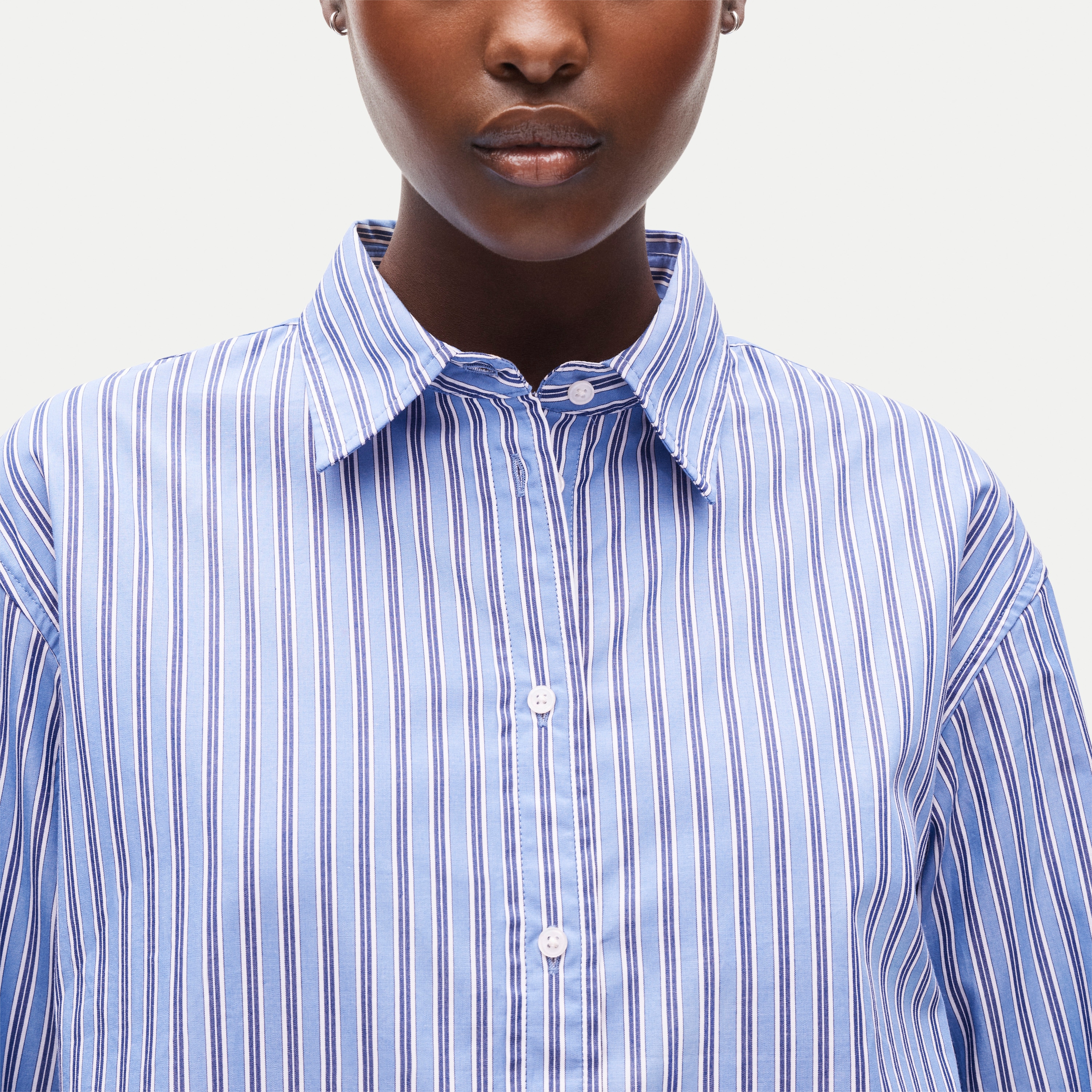 Esme relaxed-fit button-up shirt in striped cotton poplin