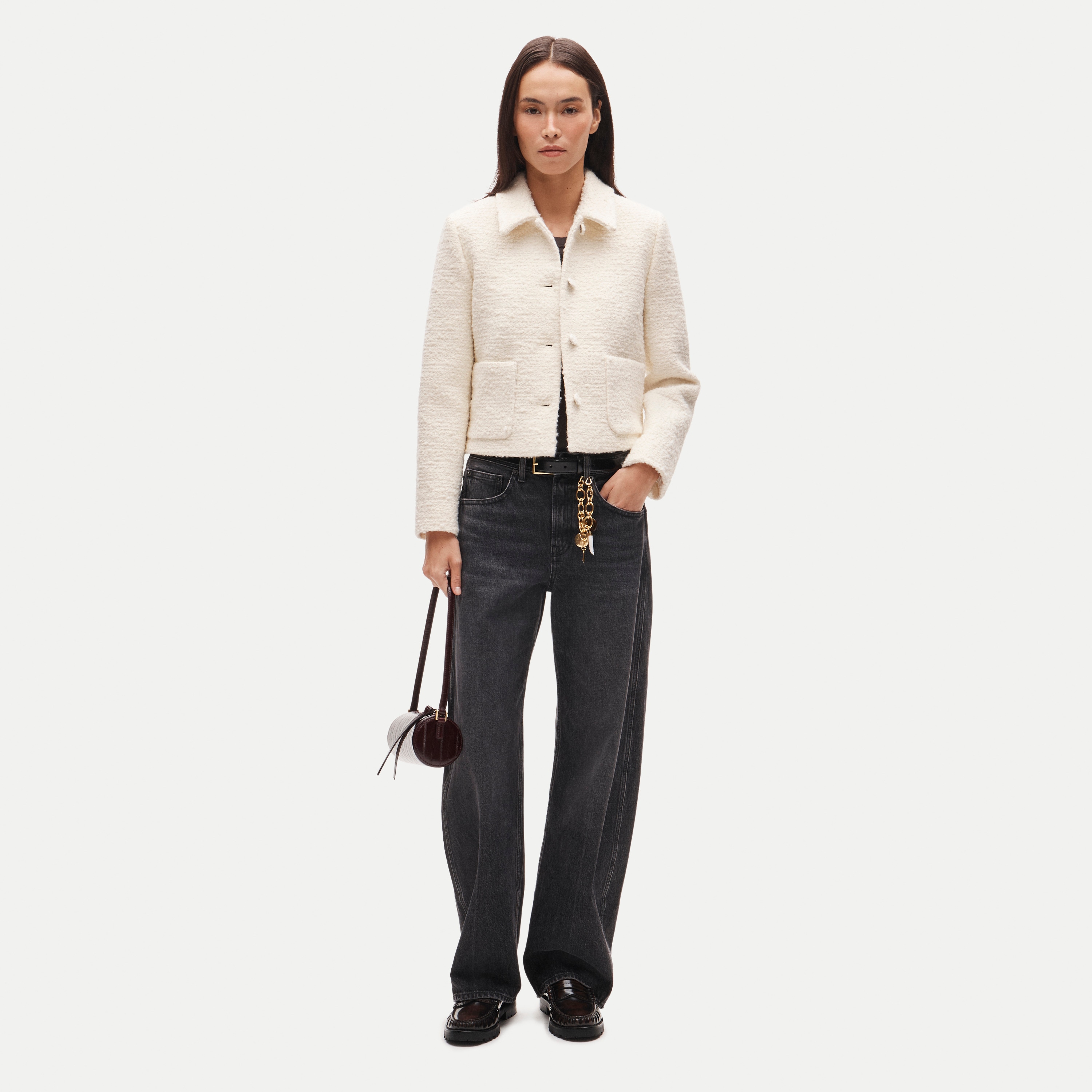 Cropped lady jacket in tweed - thumbnail 2