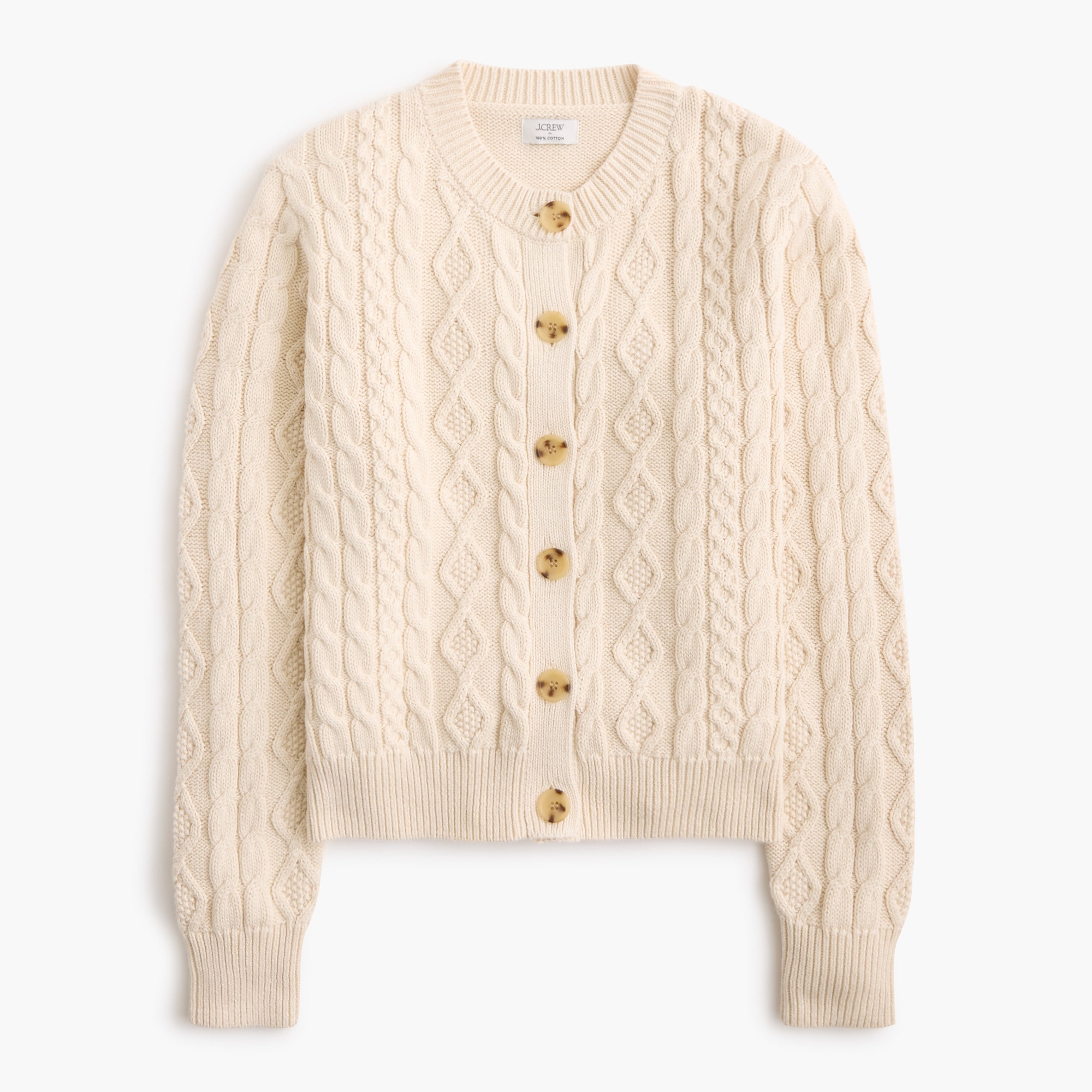 100% cotton cable-knit cardigan sweater