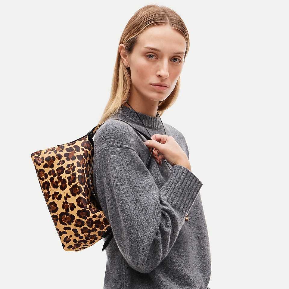Berkeley small shoulder bag in leopard-print calf hair by J.Crew