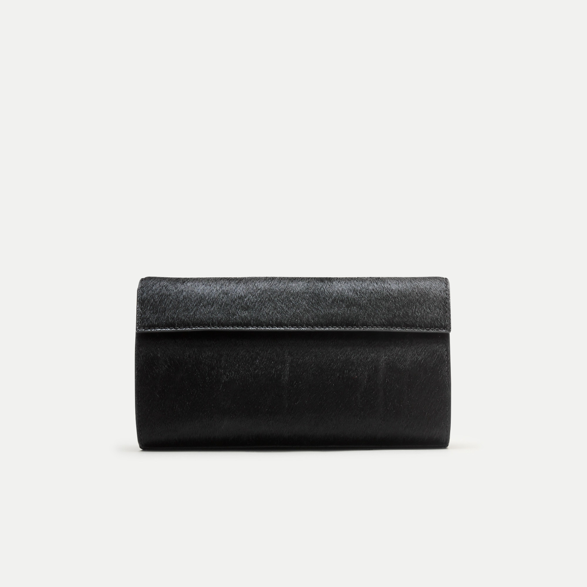 Structured clutch in calf hair