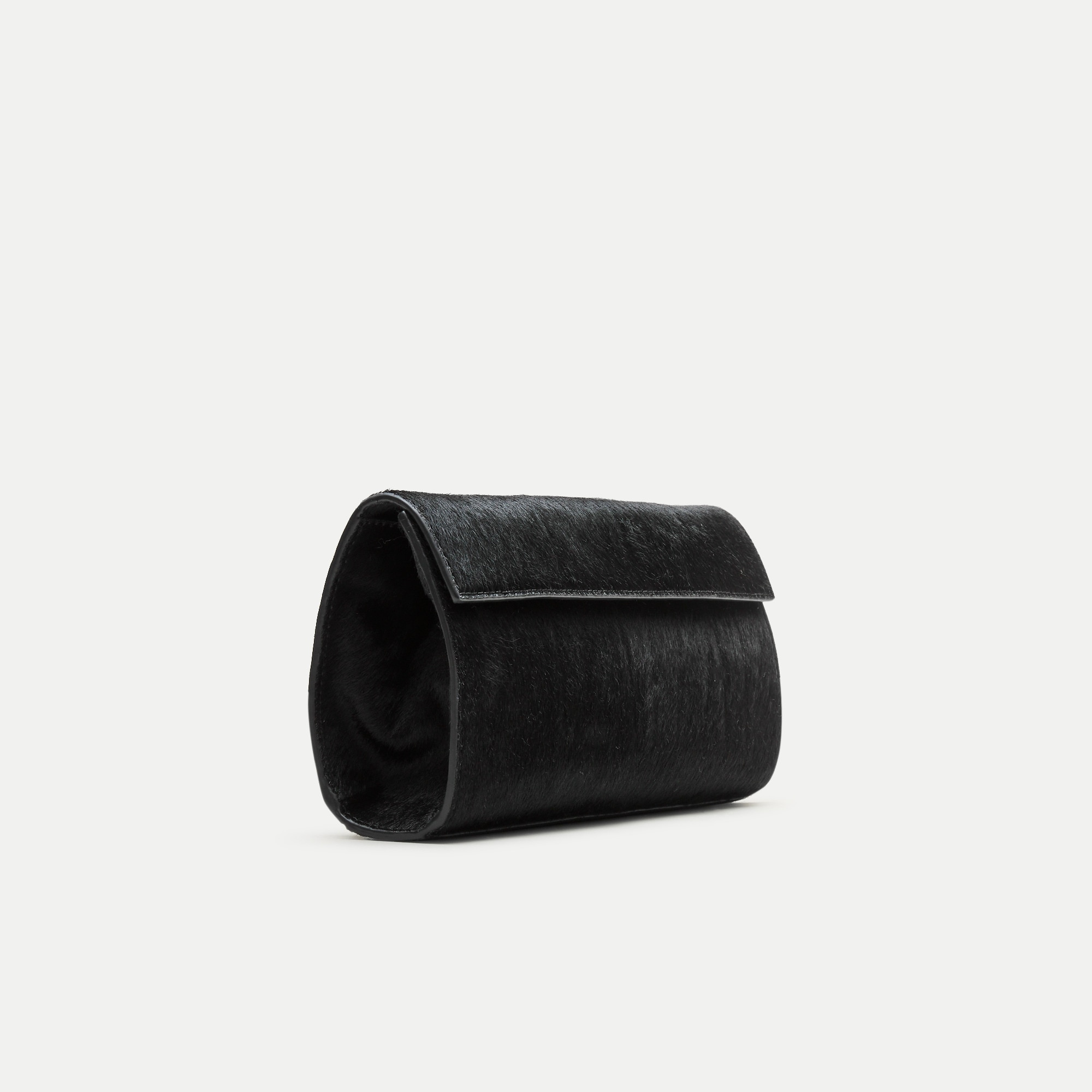 Structured clutch in calf hair