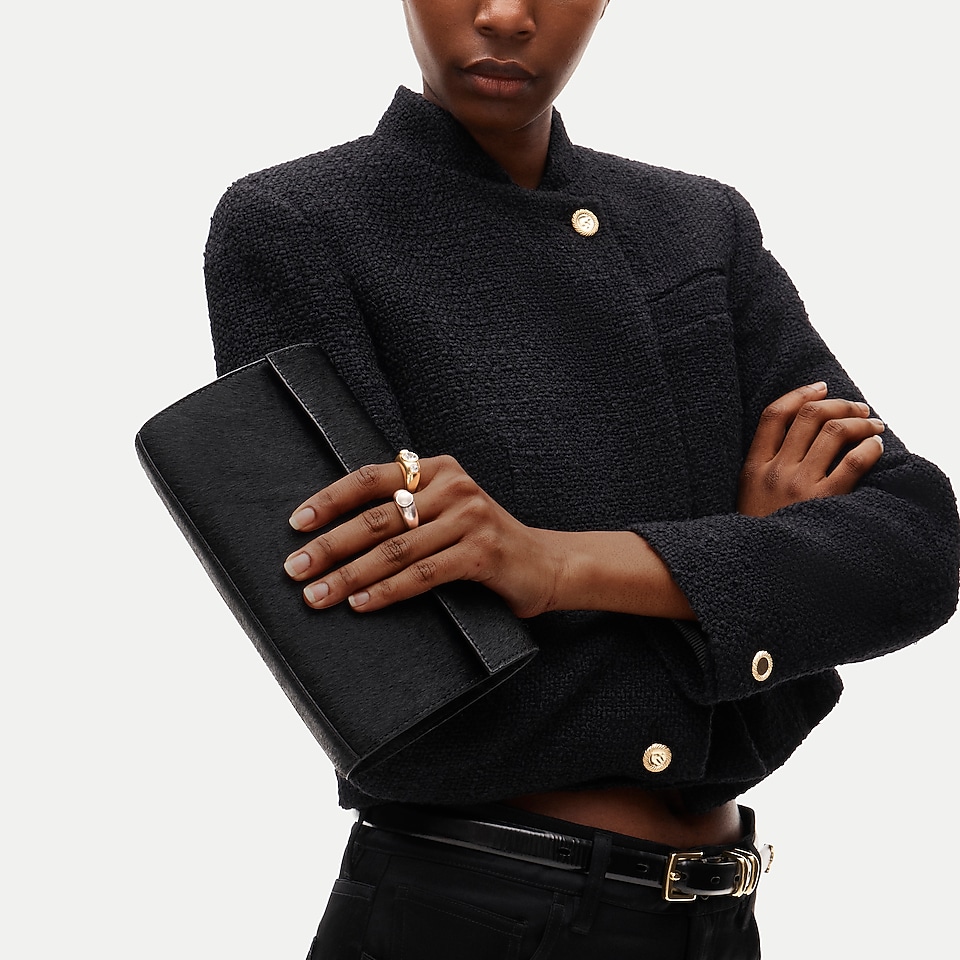 Structured clutch in calf hair by J.Crew