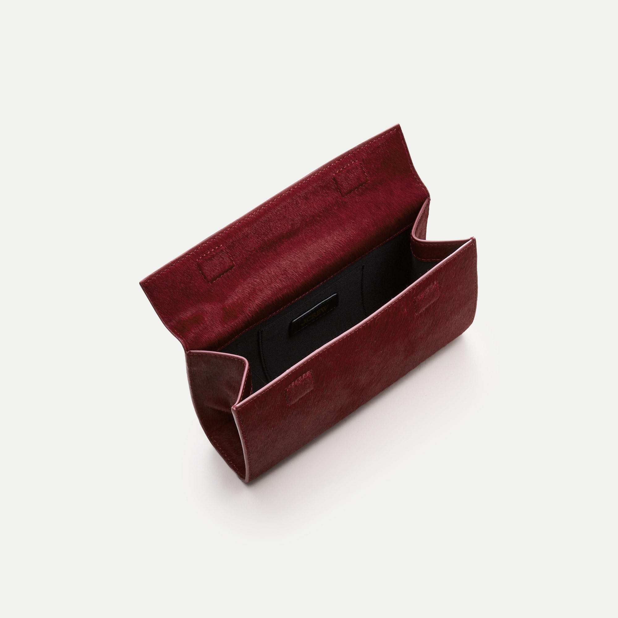 Structured clutch in calf hair
