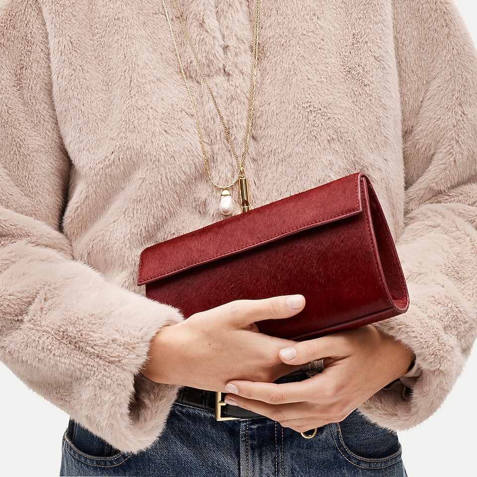 Structured clutch in calf hair by J.Crew