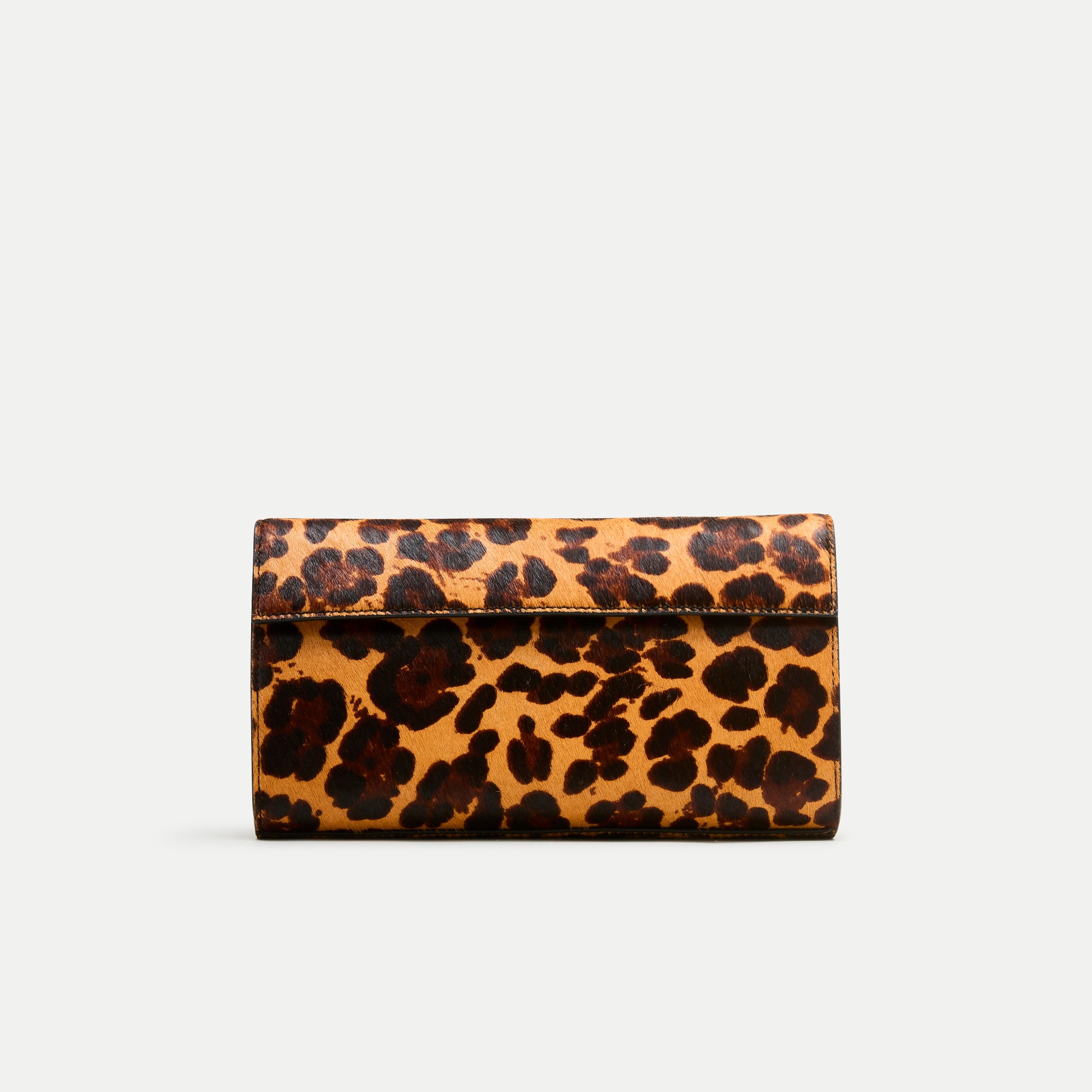 Structured clutch in leopard-print calf hair