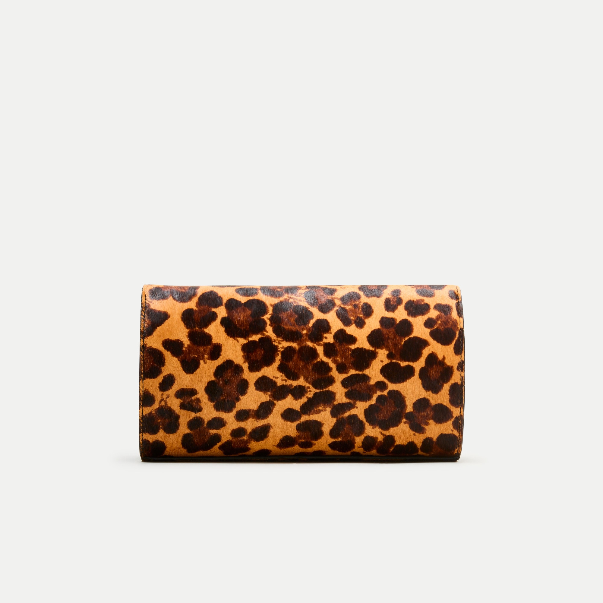 Structured clutch in leopard-print calf hair