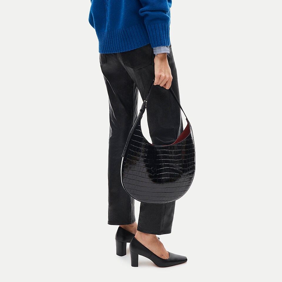 Round shoulder bag in croc-embossed leather by J.Crew