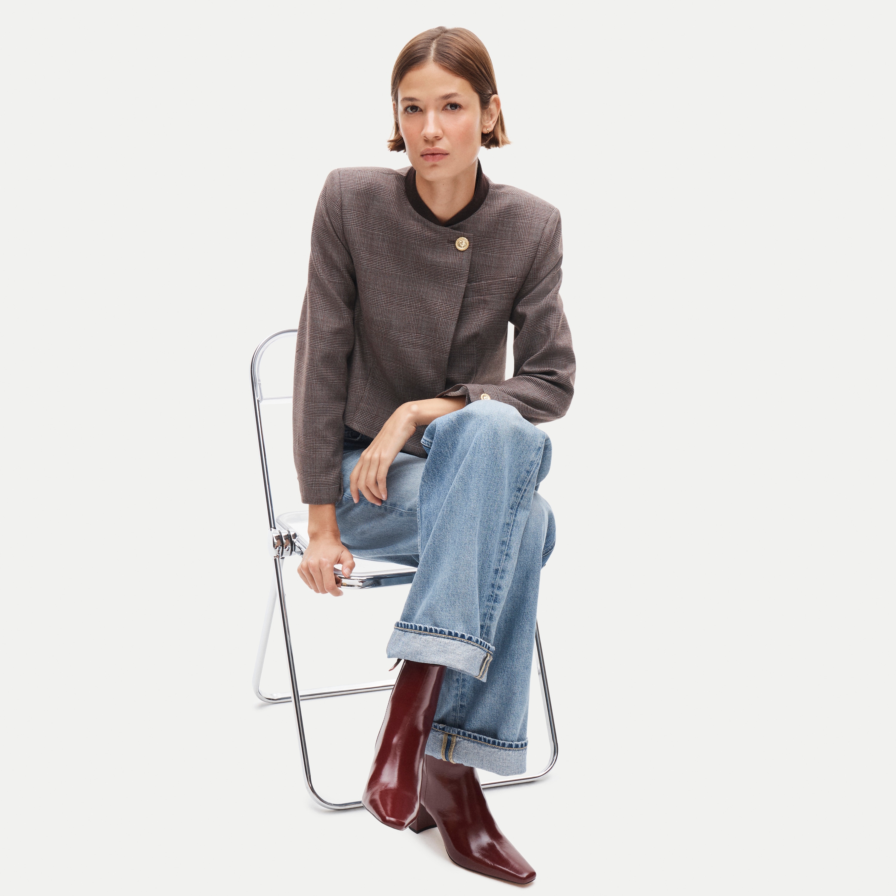 Block-heel ankle boots in Italian leather
