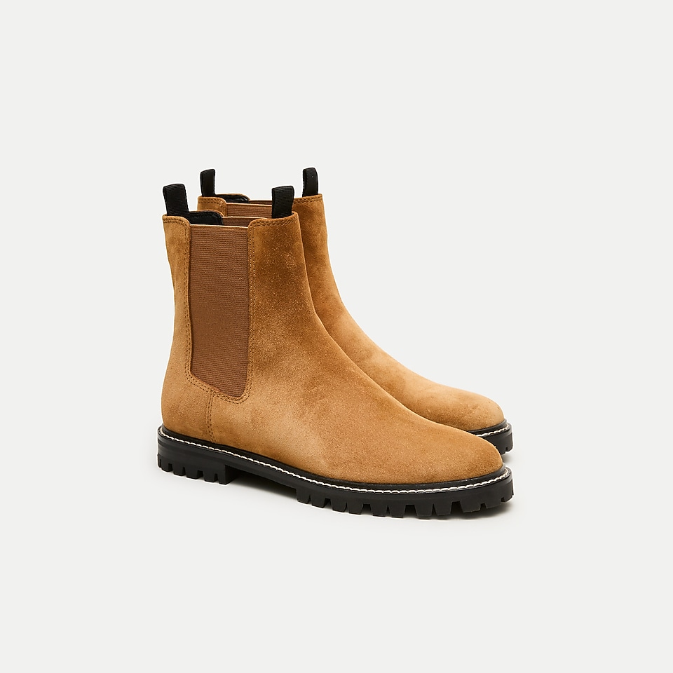 Lug-sole Chelsea boots in suede by J.Crew