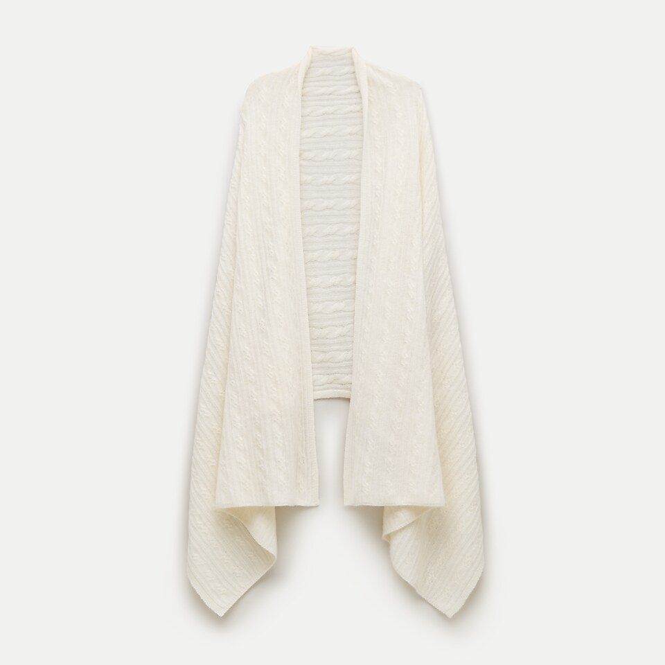 Oversized cashmere cable wrap by J.Crew