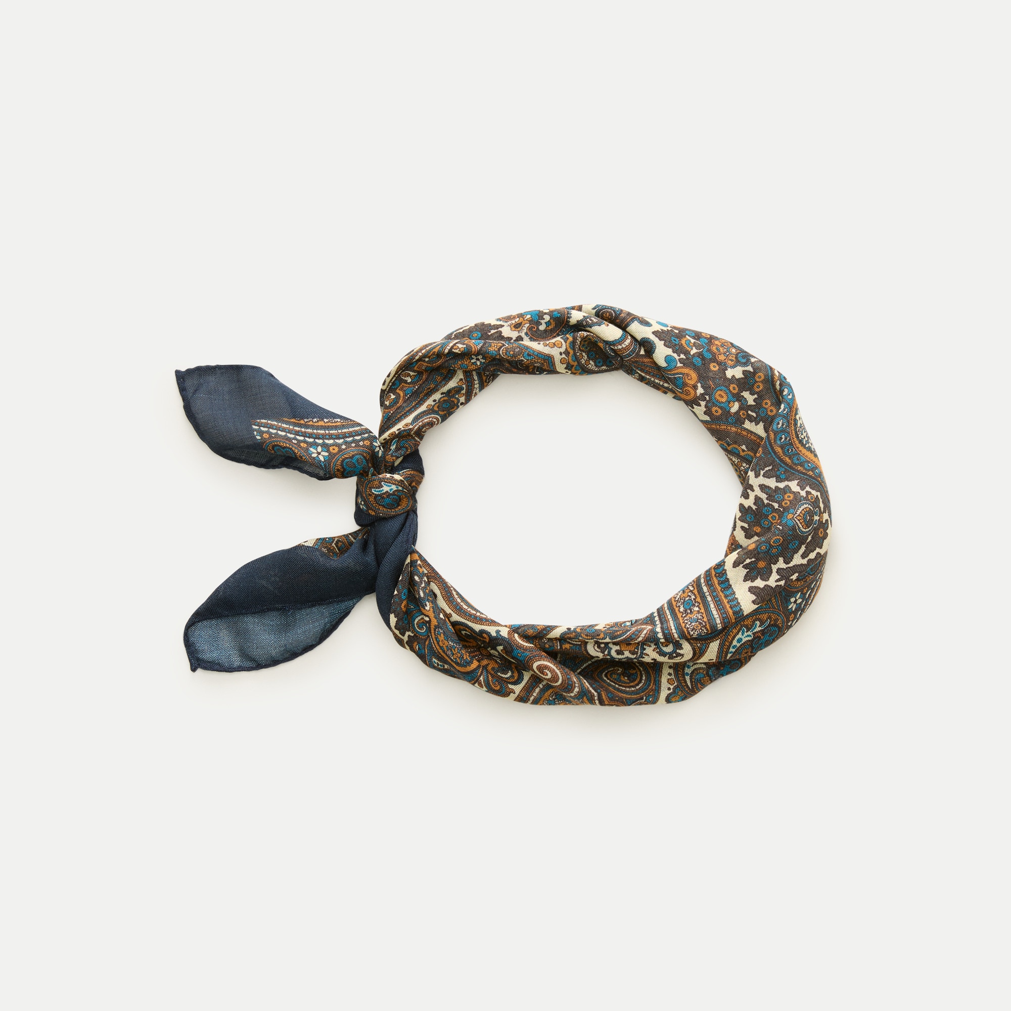 Italian wool-silk blend neckerchief in print