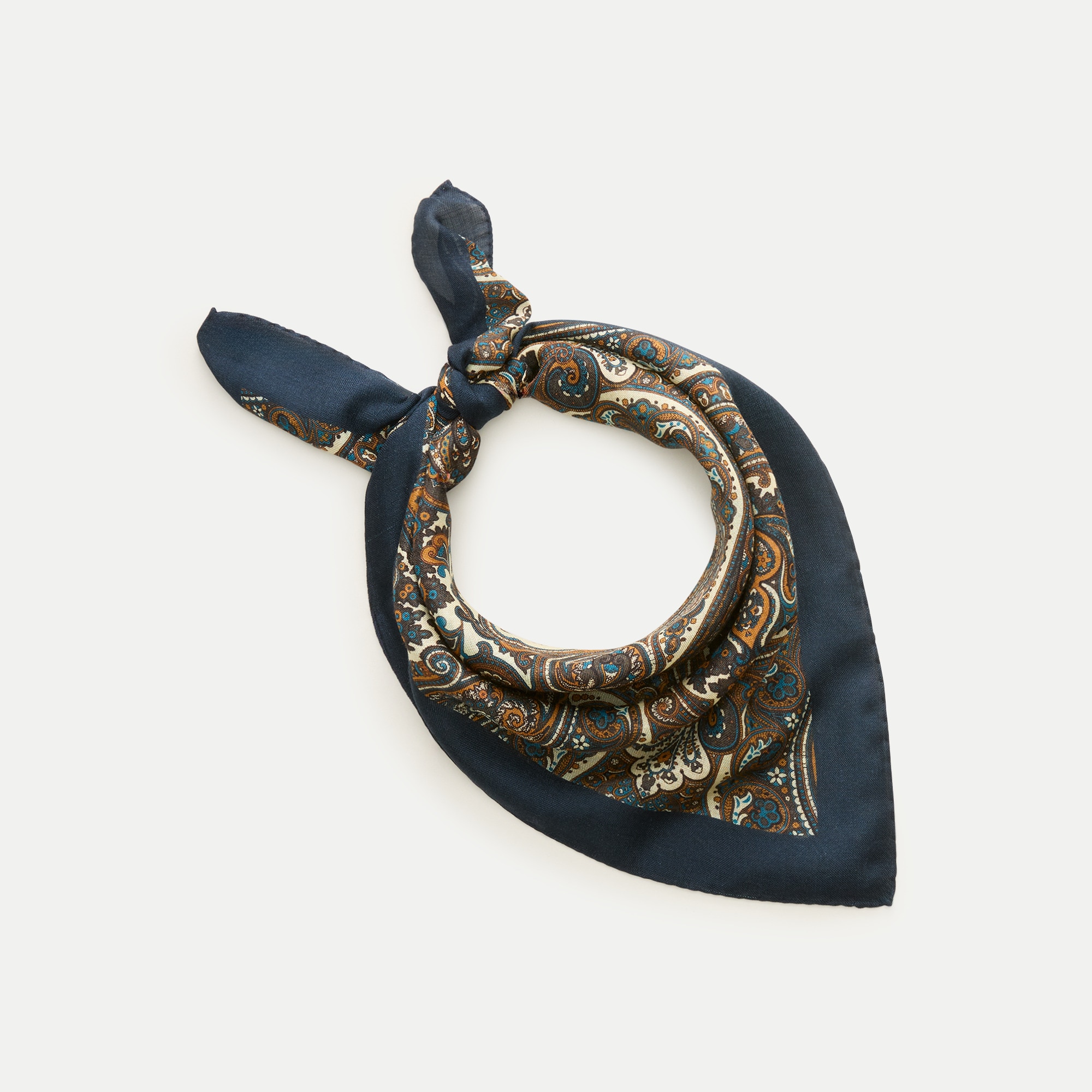 Italian wool-silk blend neckerchief in print