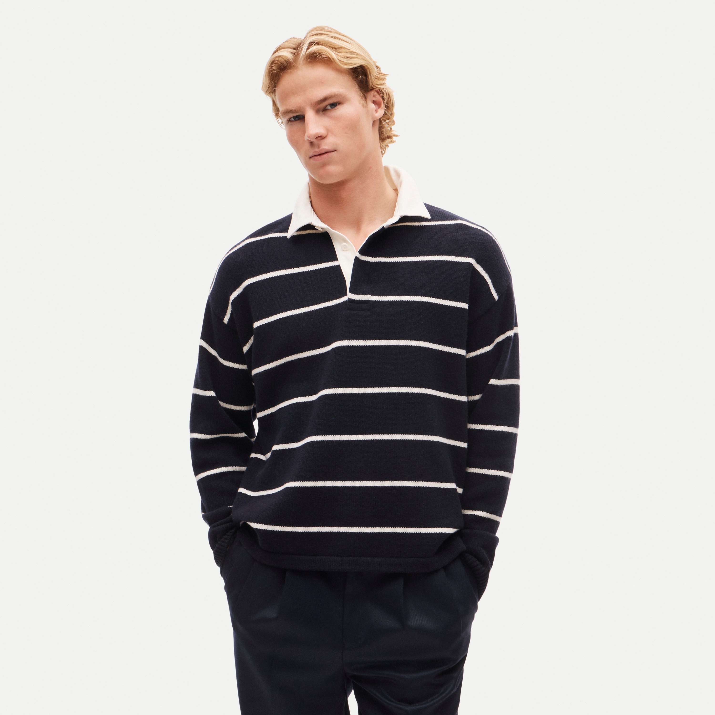 Wool rugby sweater in stripe