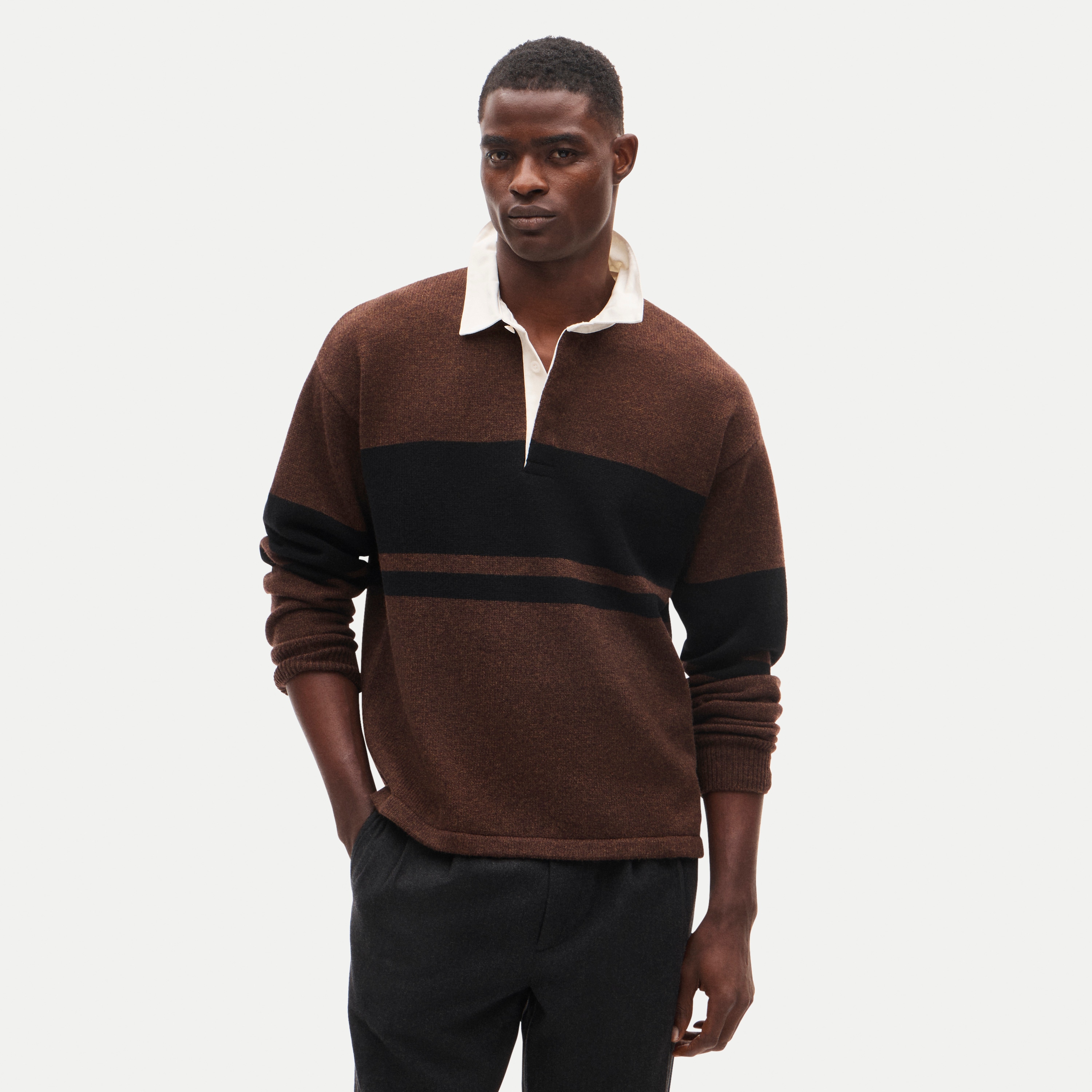 Wool rugby sweater in stripe