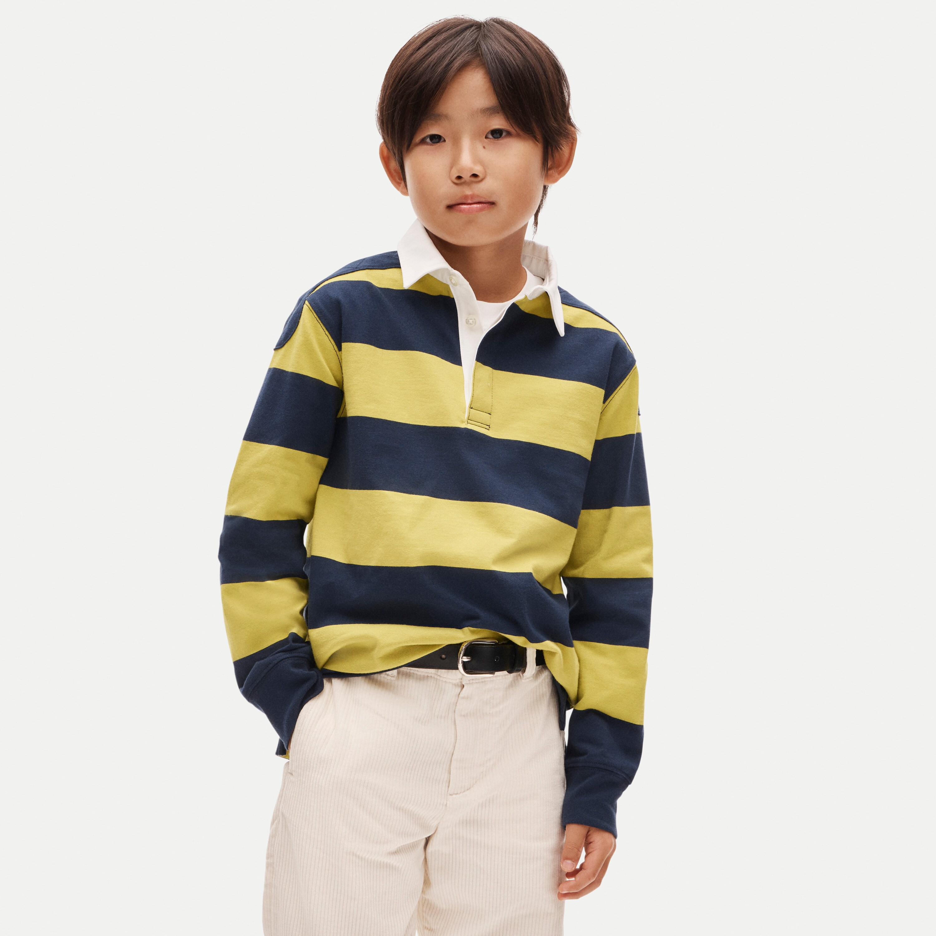 Kids' junior varsity rugby polo shirt with patches