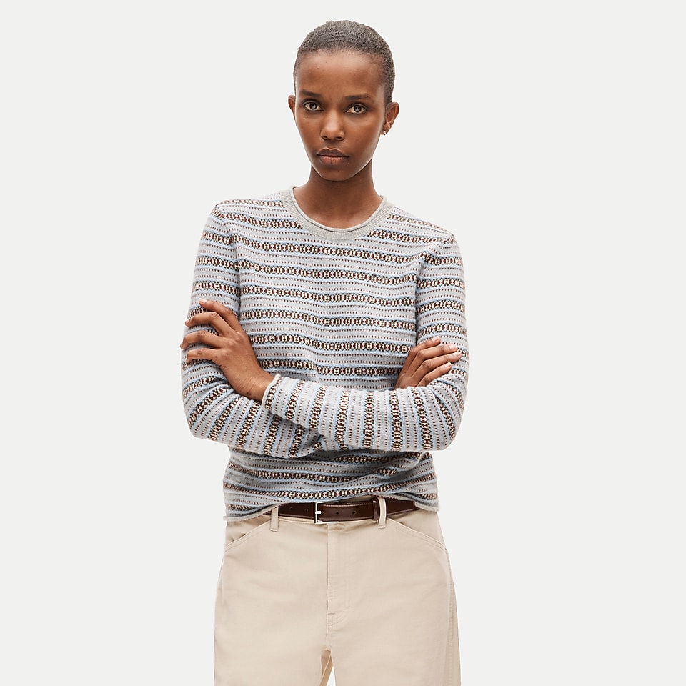 Rolled cashmere long-sleeve sweater in Fair Isle by J.Crew