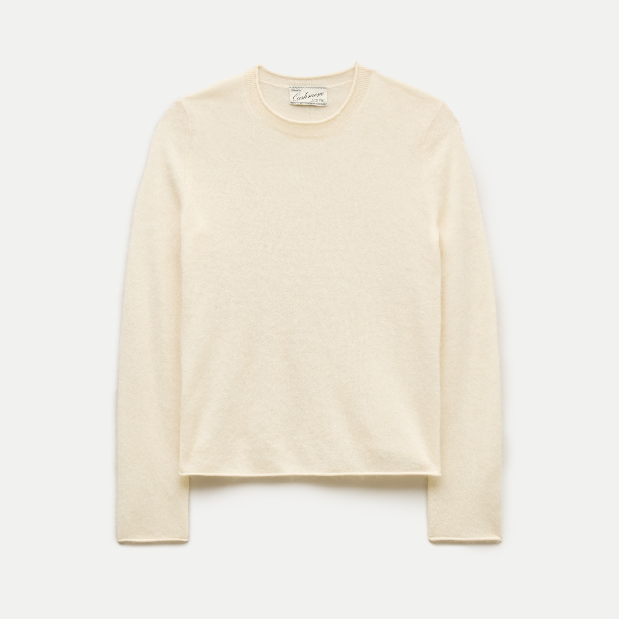 Rolled cashmere long-sleeve sweater