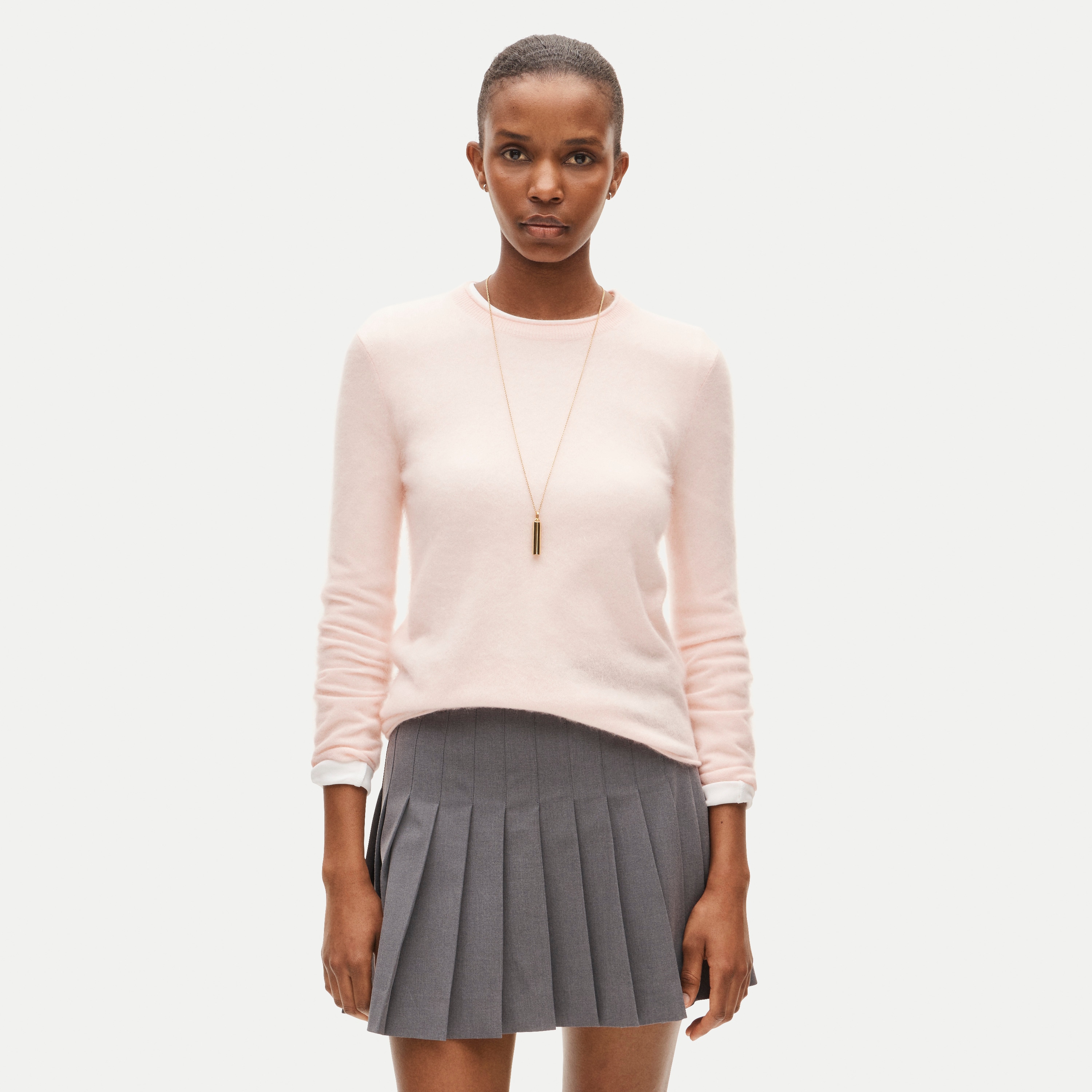Rolled cashmere long-sleeve sweater