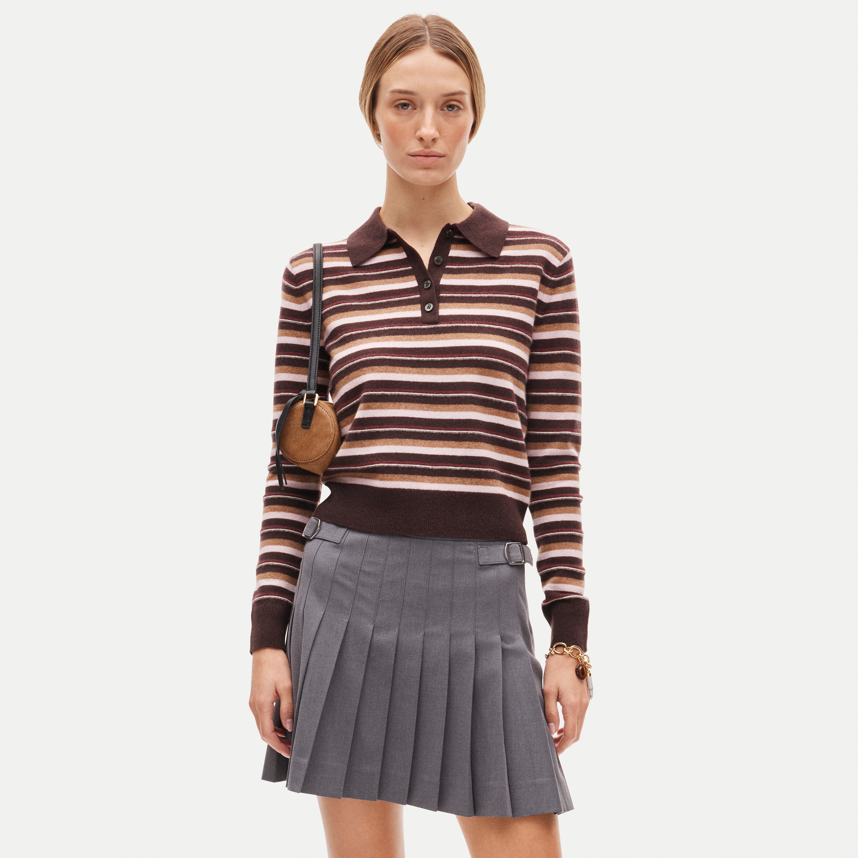 Cashmere sweater-polo in stripe