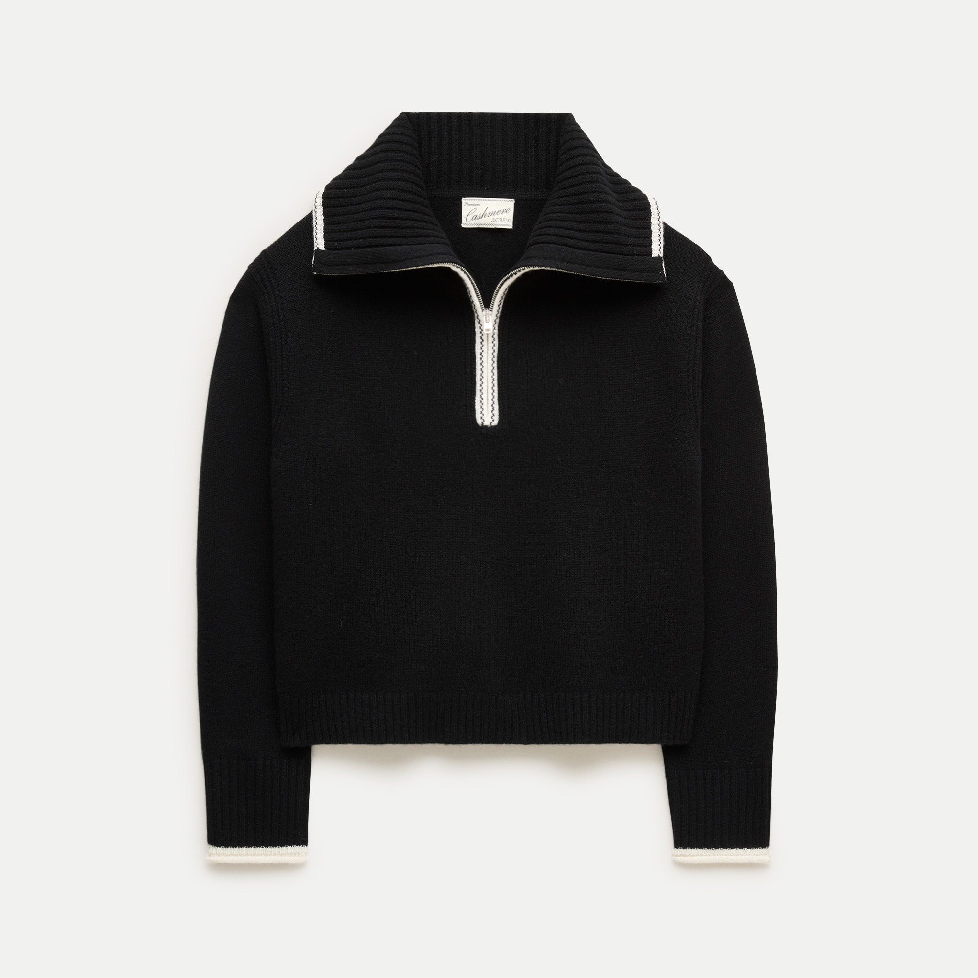 Cashmere quarter-zip sweater with tipping